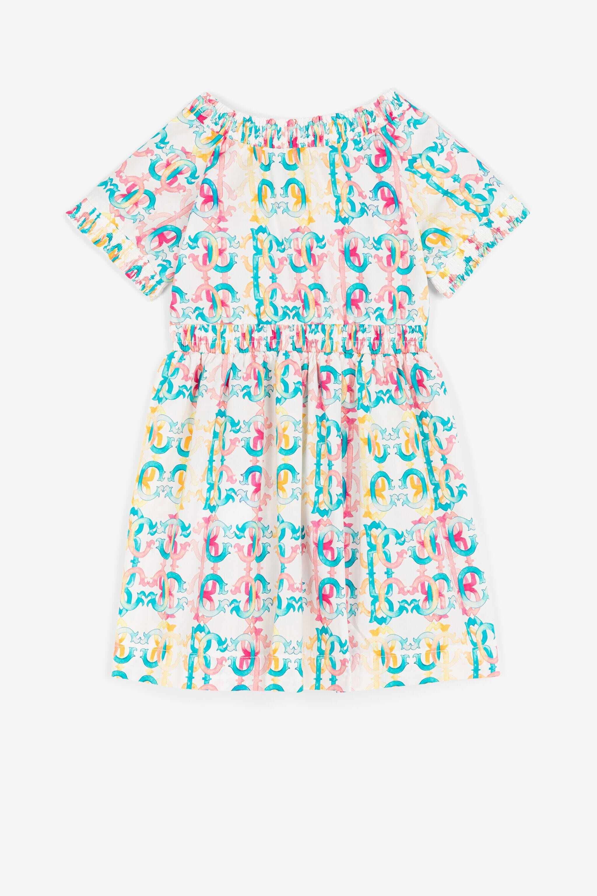 JU Colour-block monogram-print dress Light blue QJT136-CIG21