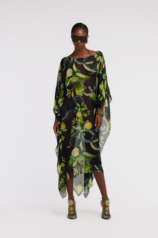 RC Lemon print kaftan Negro SYW052-CTI89