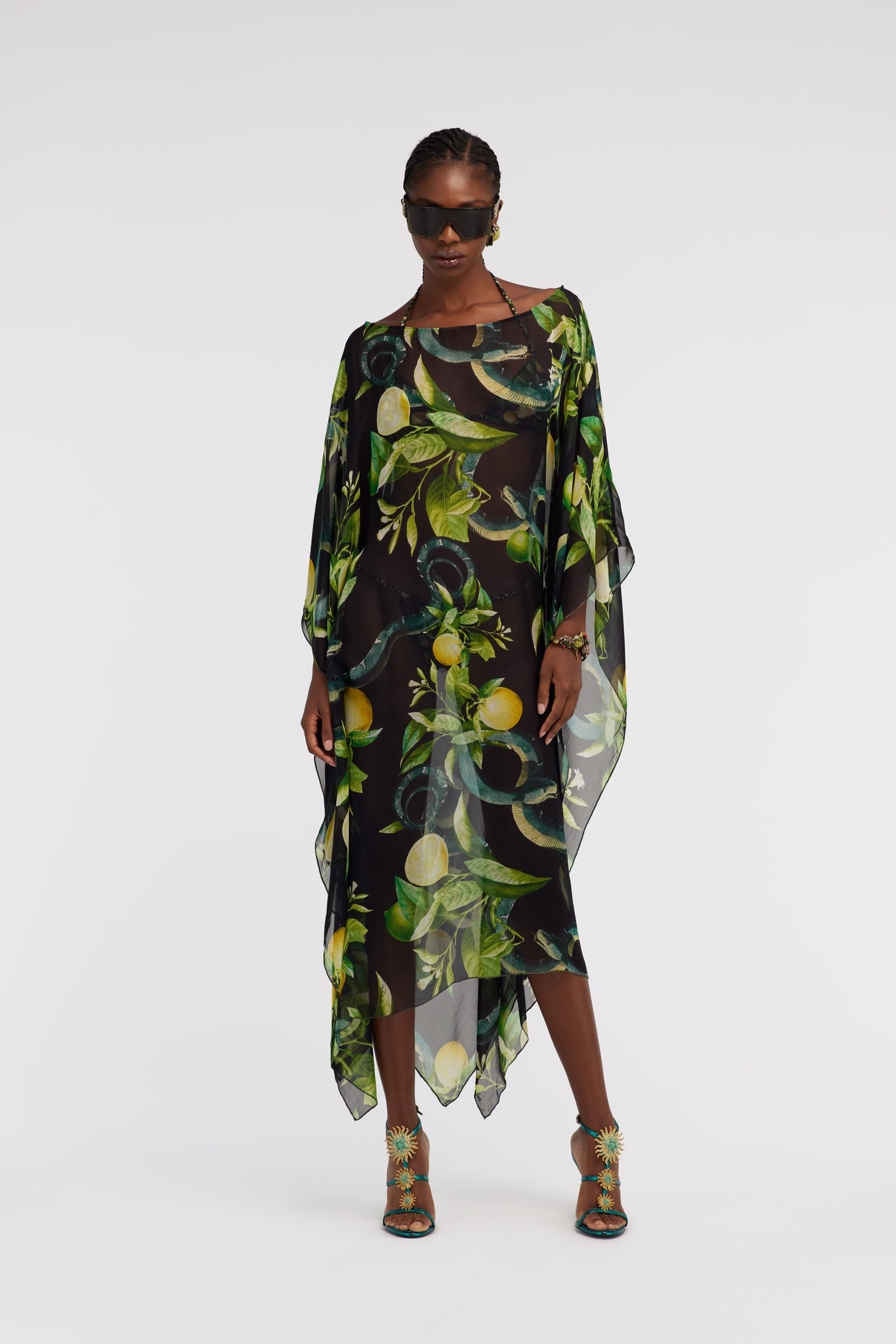 RC Lemon print kaftan Negro SYW052-CTI89
