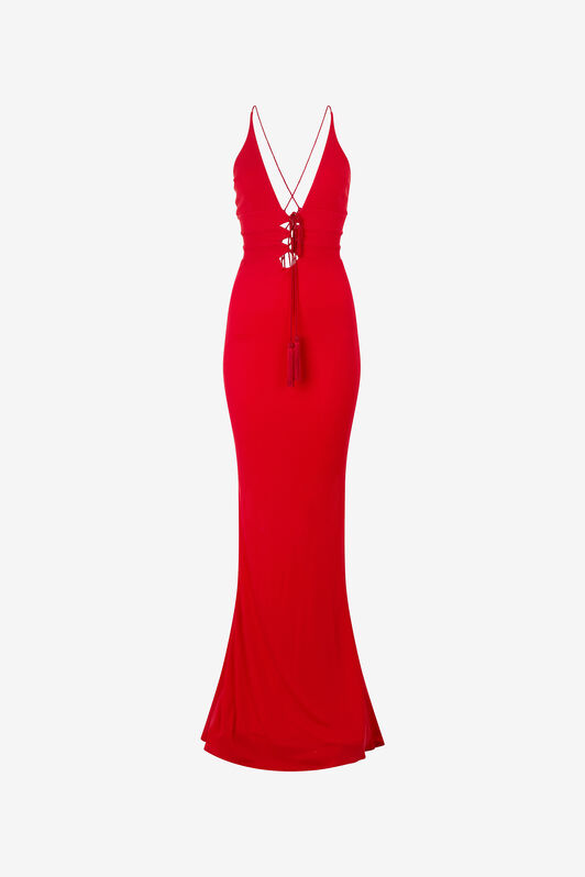 RC Long Dress with Criss-Cross Detail RC Long Dress with Criss-Cross Detail Red VQT148-JE034