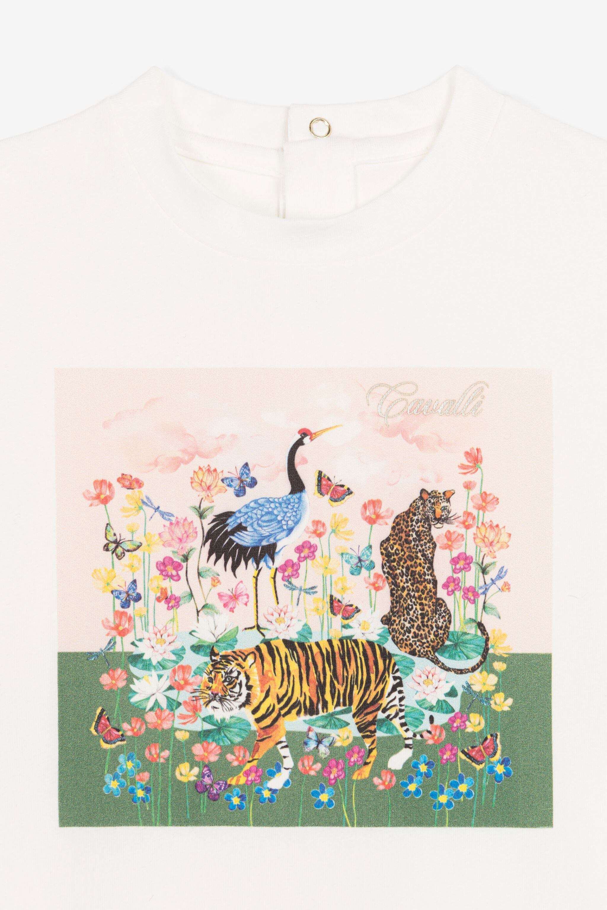 JU Wildlife And Flower-Print T-Shirt White PJT686-JV025