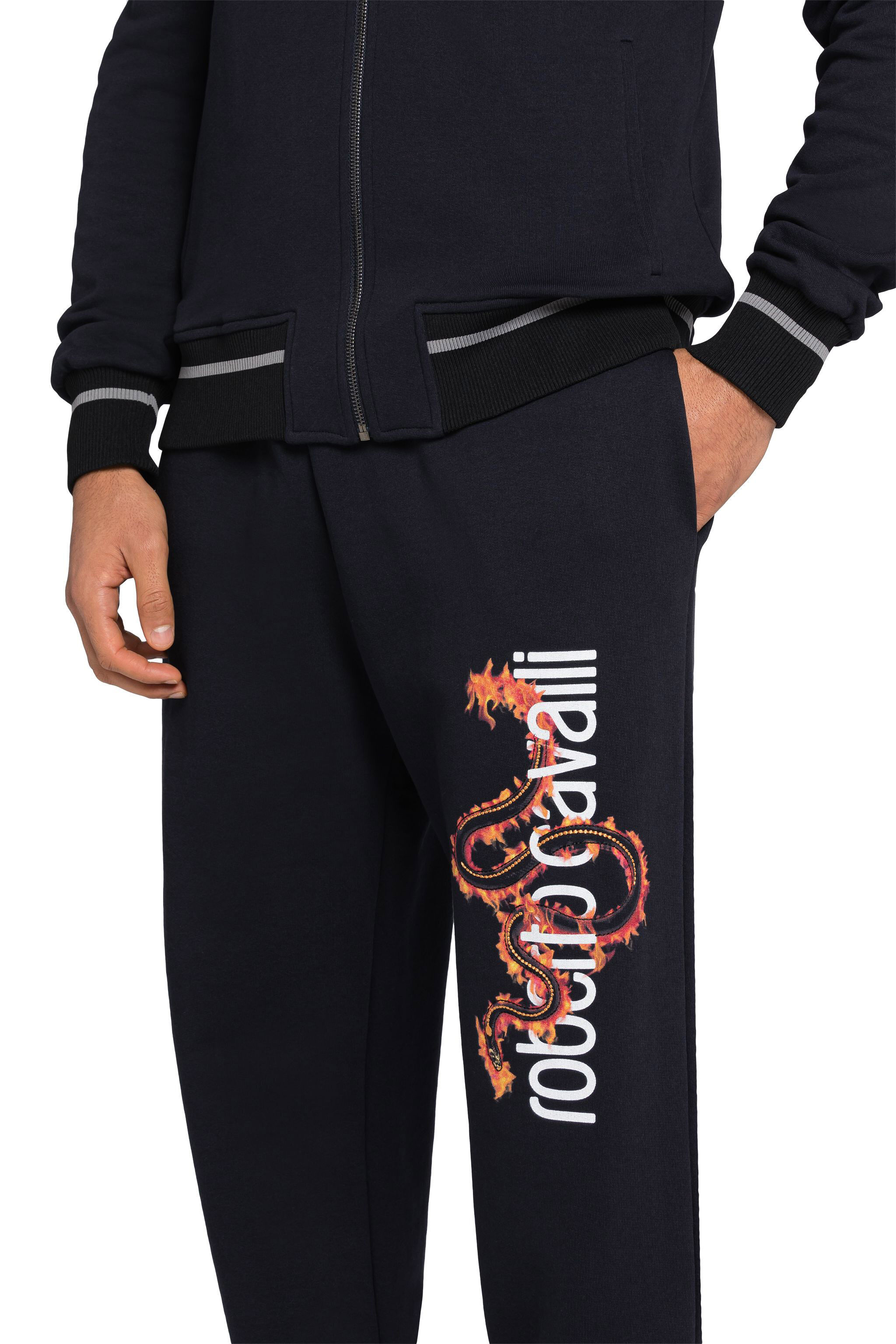 RC Snake Logo-Print Cotton Sweatpants Dark blue IS7211-CF050