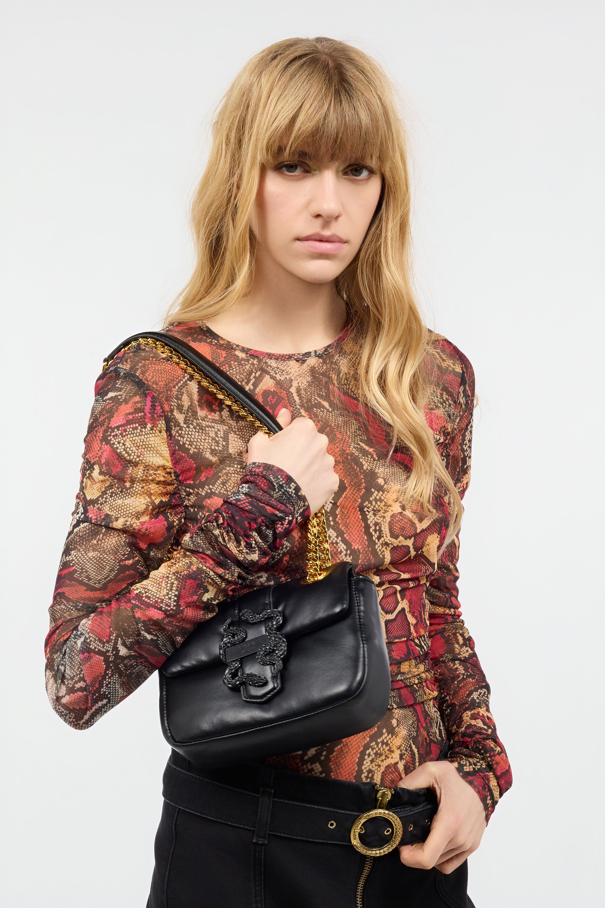 JC Small Crossbody Bag With Mirror Snake Black UFB058-UF427