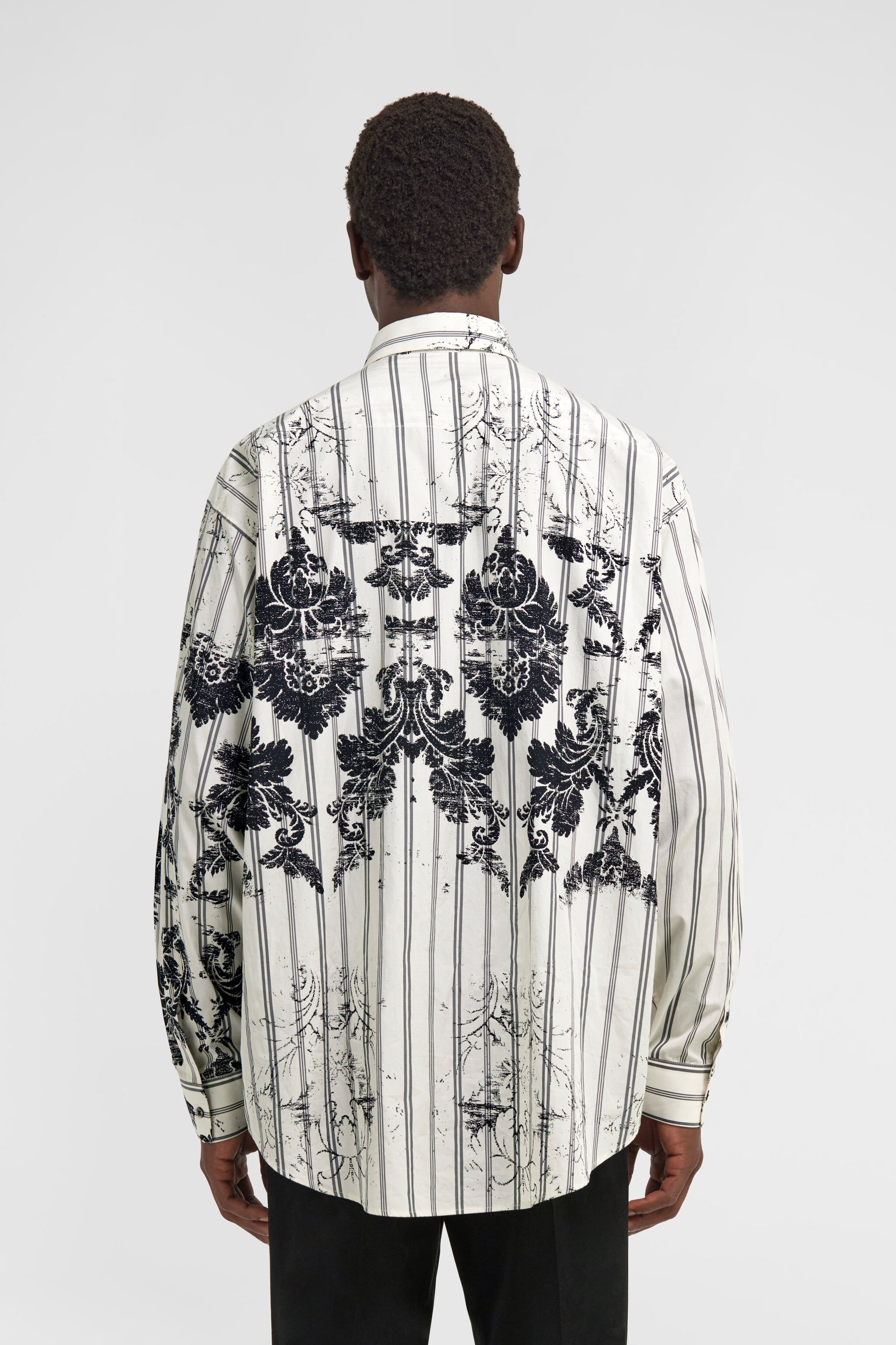 RC Broccato Print Silk Shirt White TRT720-CH039