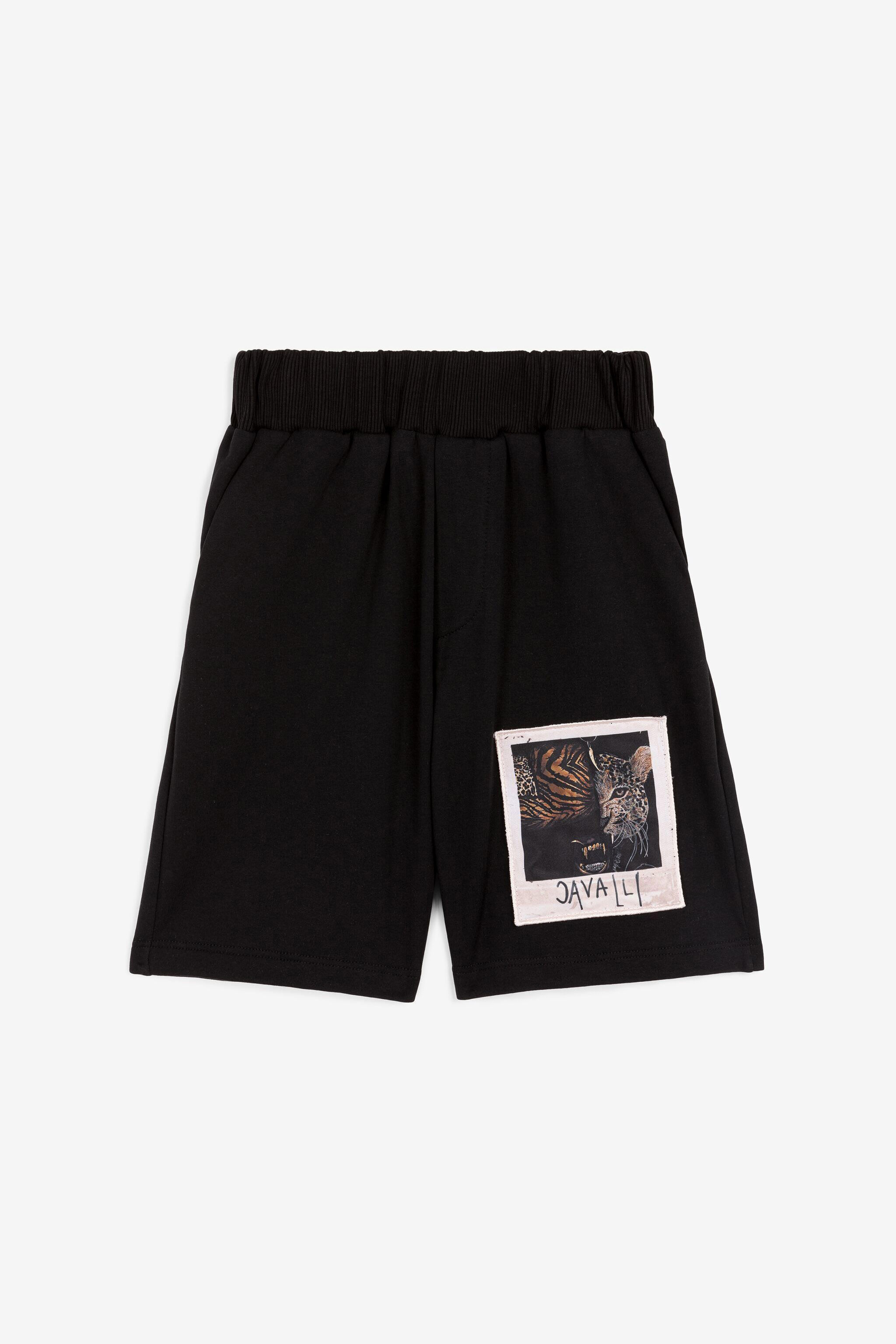 JU Animalier Photograph-Print Appliqué Shorts Black OJT266-ISA2J