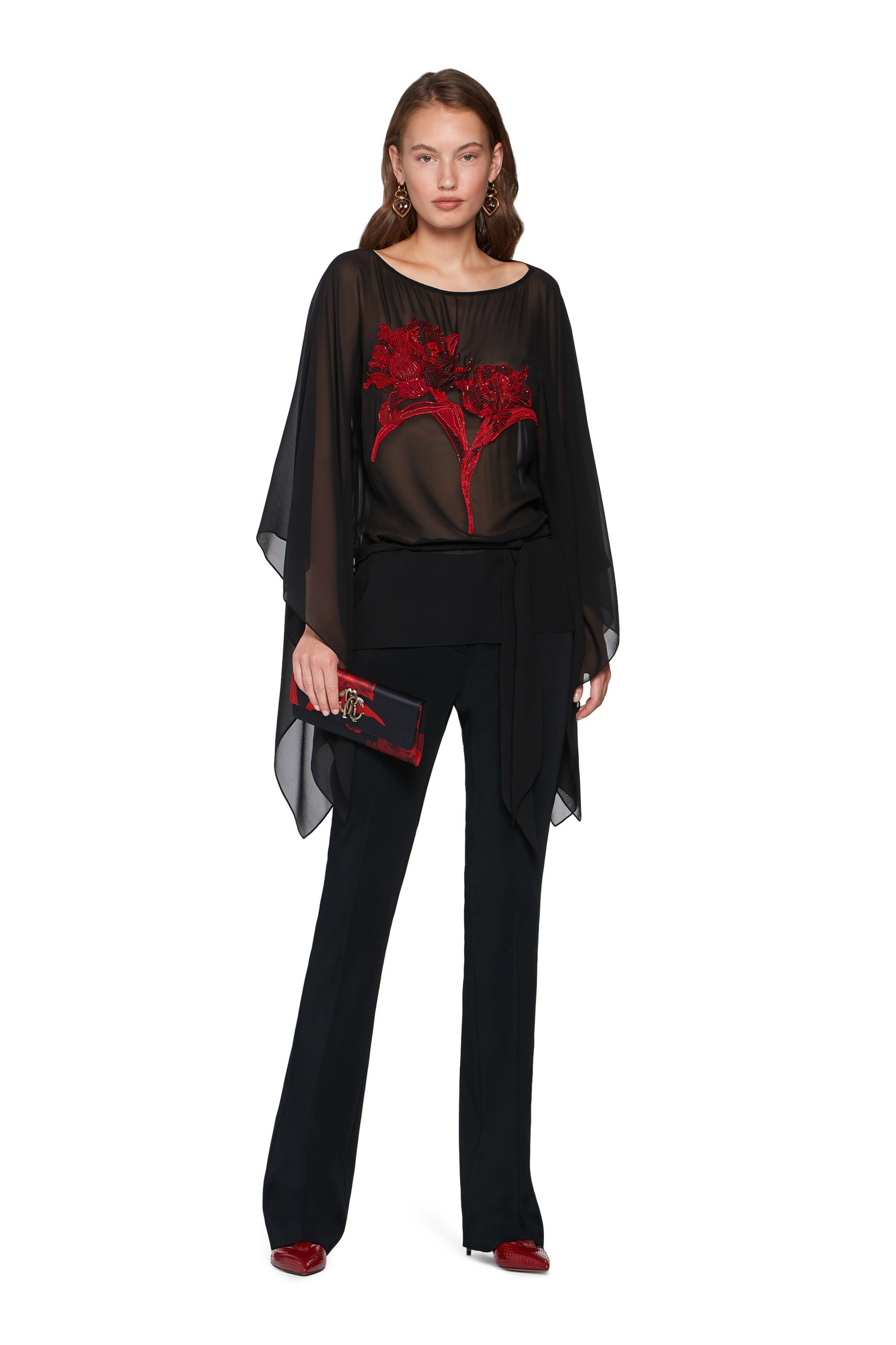 RC Tulip Embellished Chiffon Kaftan BLACK IQR725-GG001