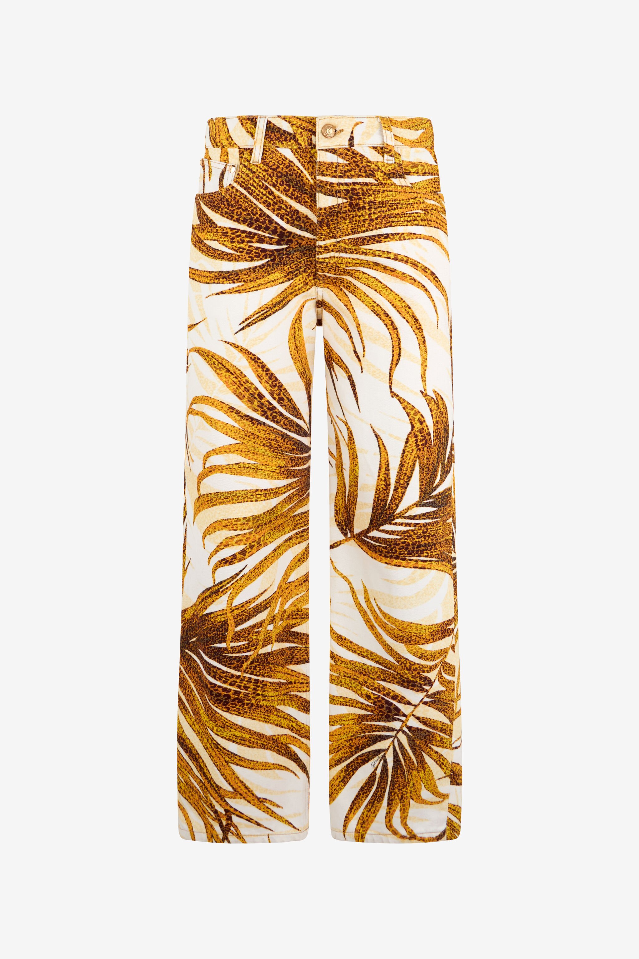 JC White Golden Palm Print Jeans DAFFODIL WFJ041-WF525