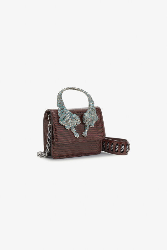RC Borsa a spalla Roar piccola con tigri gioiello Marrone QKB025-PZ162