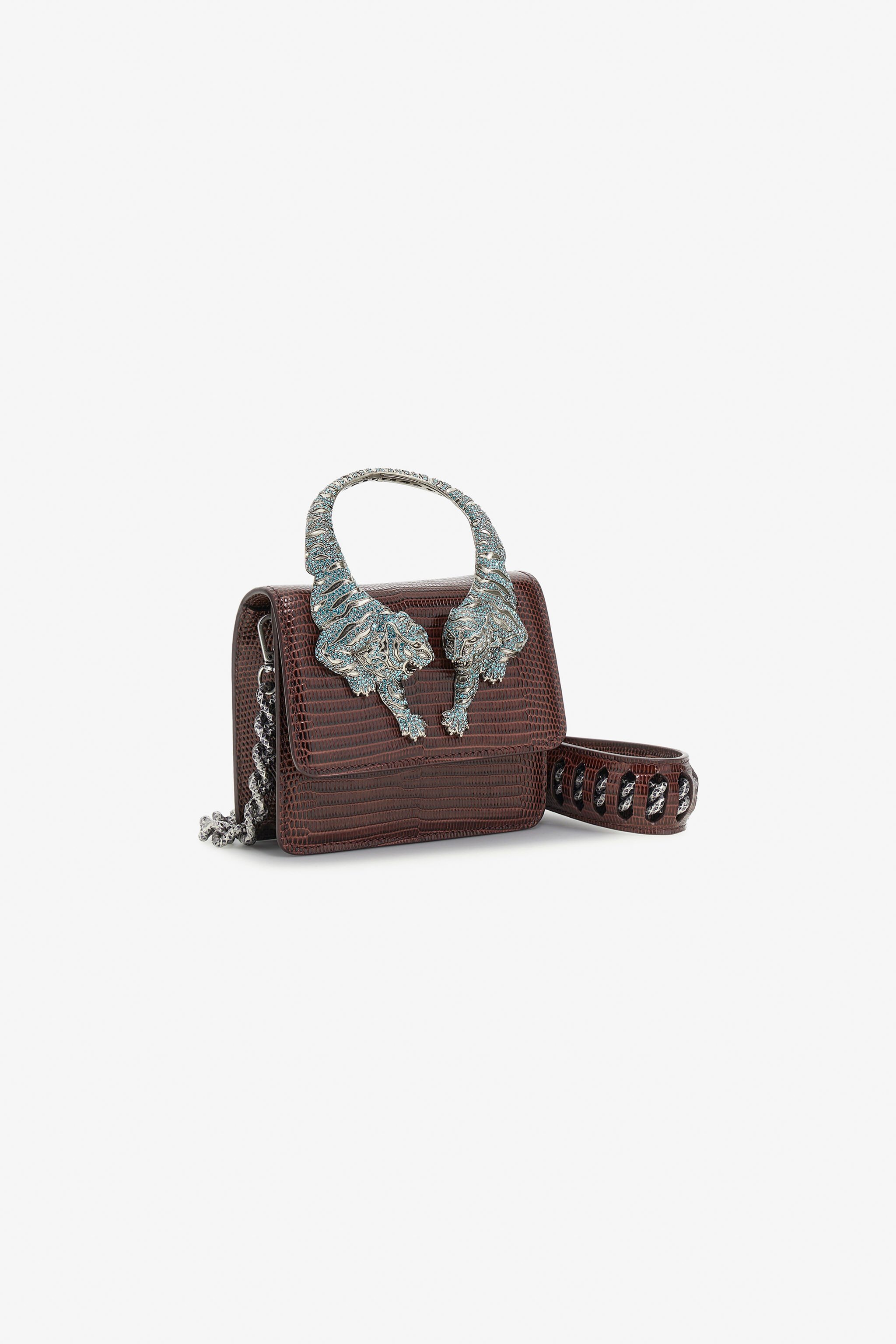 RC Borsa a spalla Roar piccola con tigri gioiello Marrone QKB025-PZ162