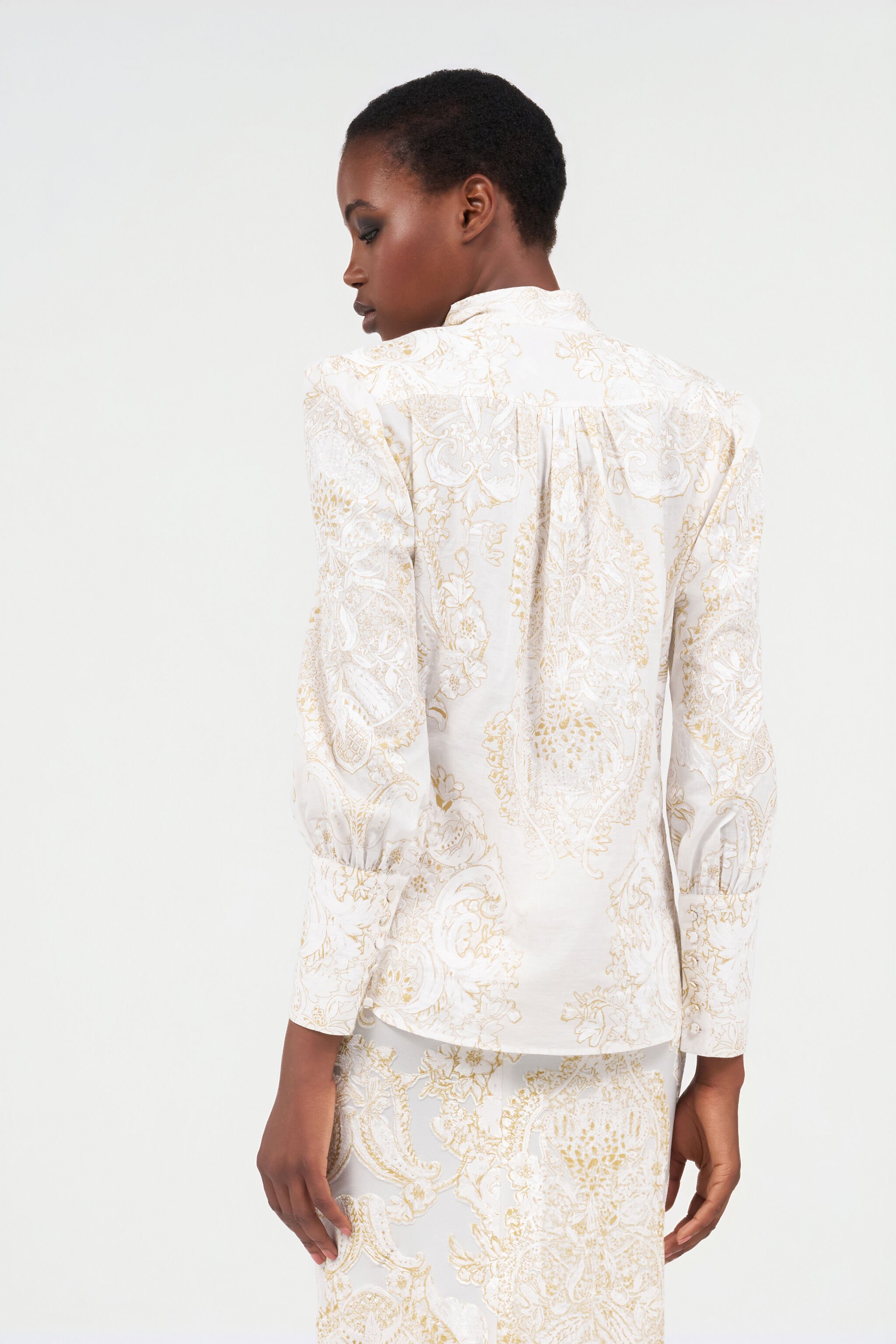 RC Ornamental White Print Shirt WHITE WQT701-RLR36