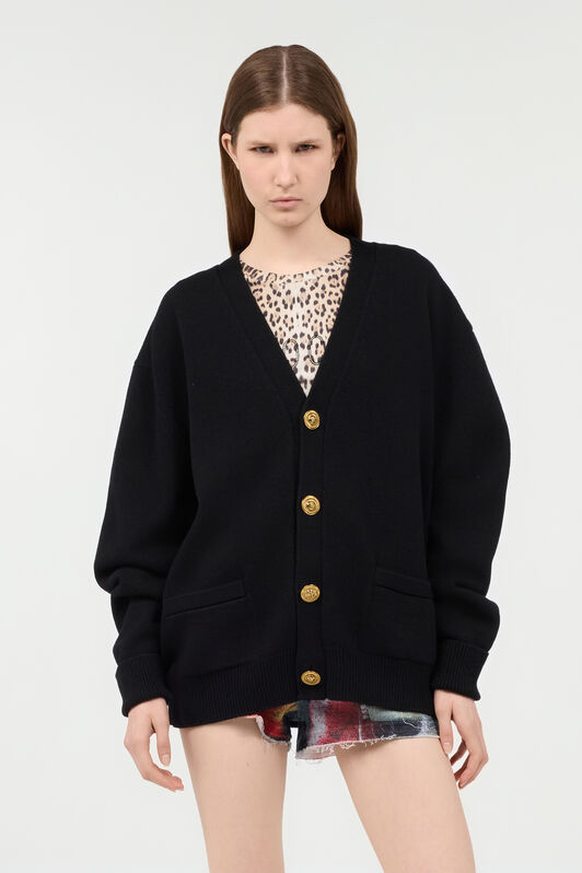 RC Cardigan with Gold Buttons Black TKM906-MQ001