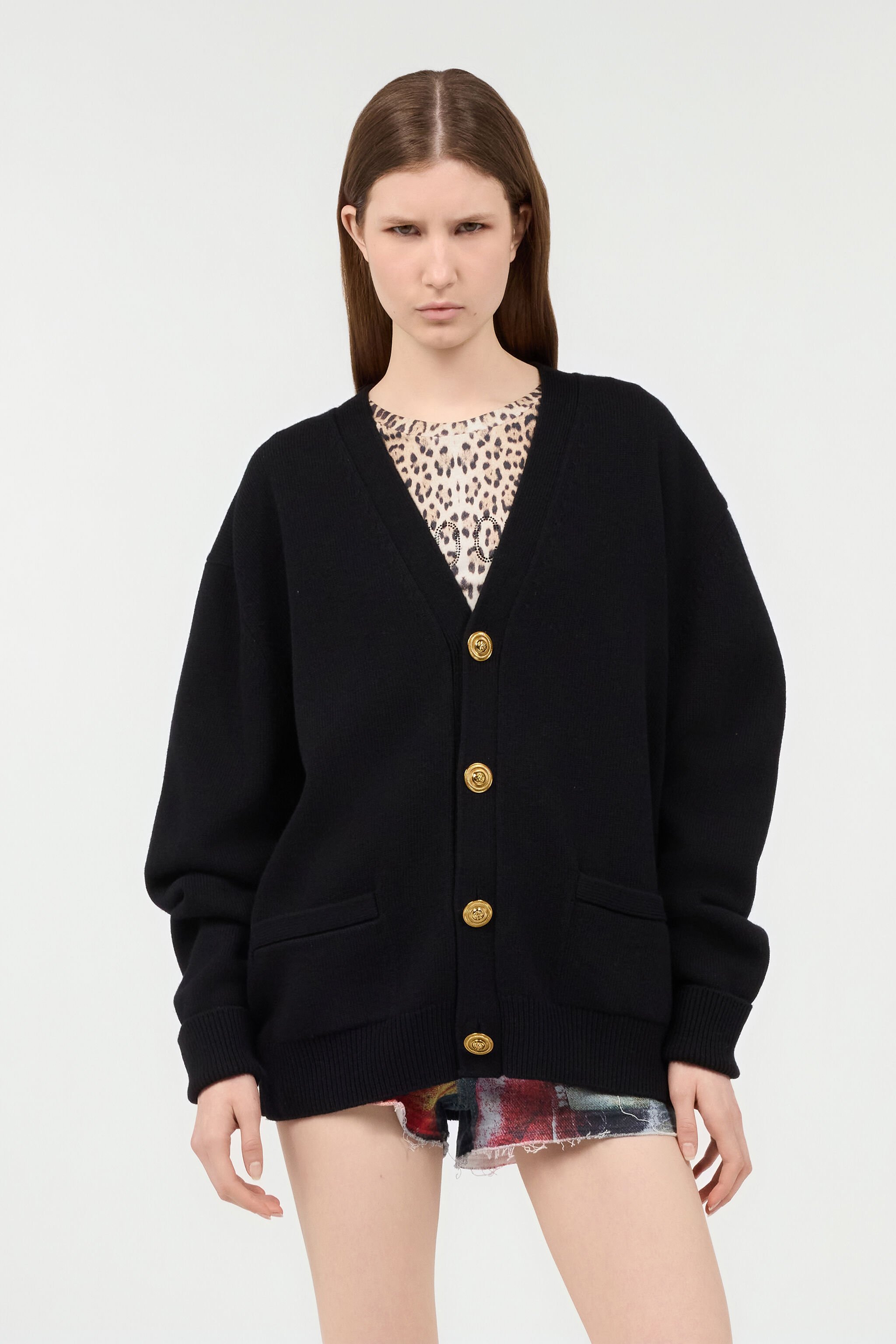 RC Cardigan with Gold Buttons Black TKM906-MQ001