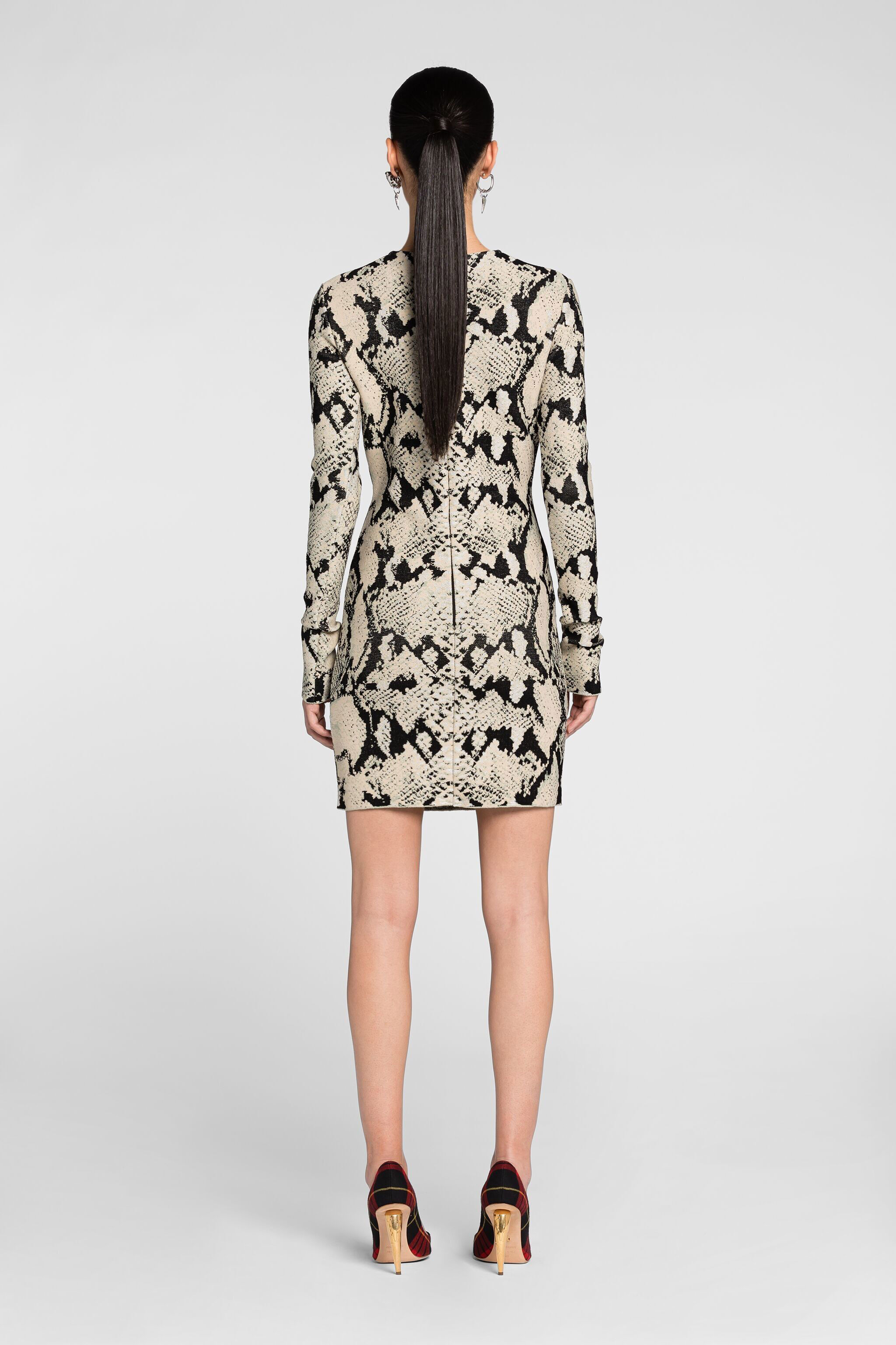 RC Mini-robe à motif python en jacquard Marron clair PKM104-MG051