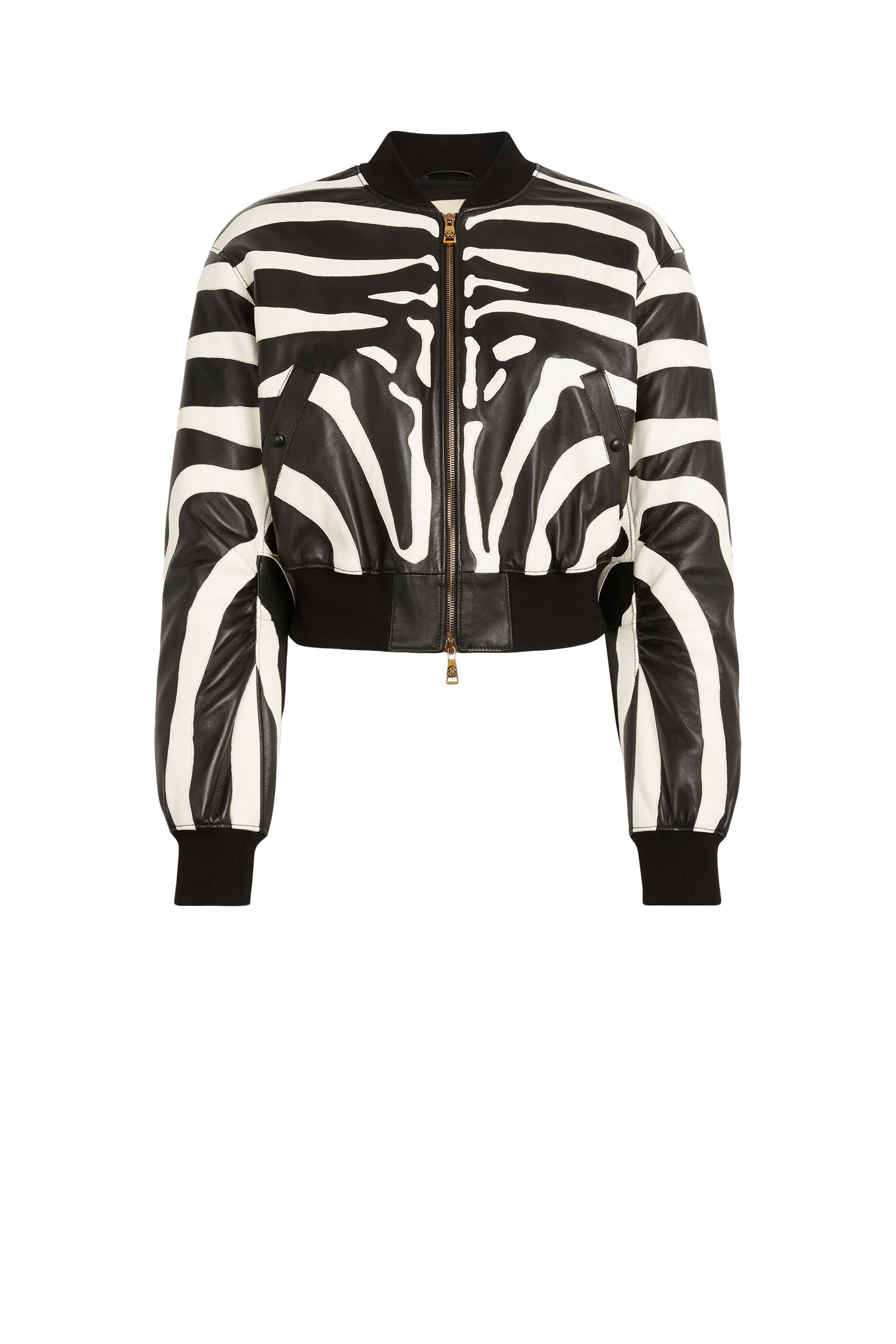 RC Bomber cropped con motivo Zebra Avantgarde BLACK/WHITE KWP805-PN048