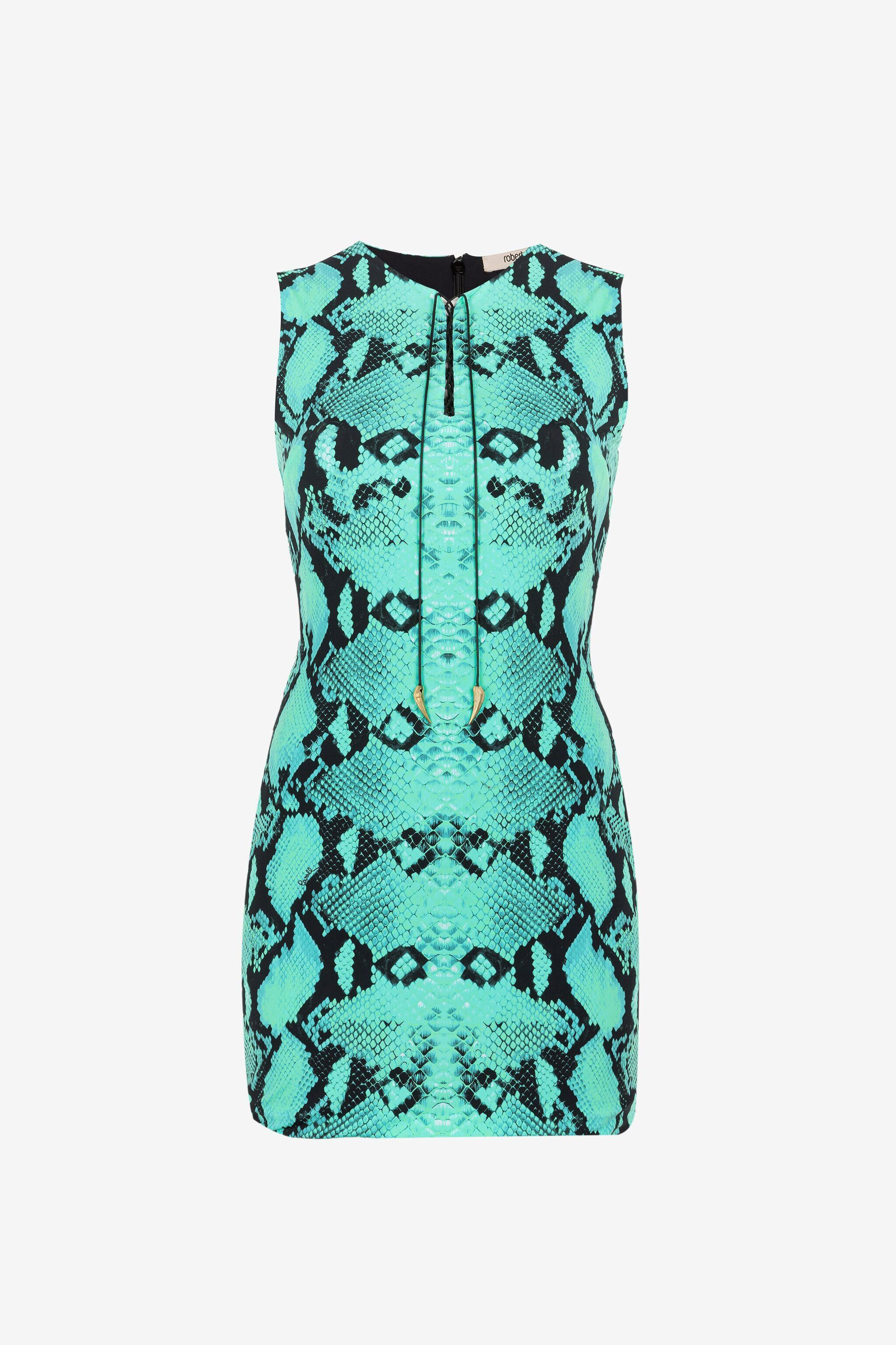 RC Mini-robe à imprimé python et lacets Bleu clair PKT111-LNE38
