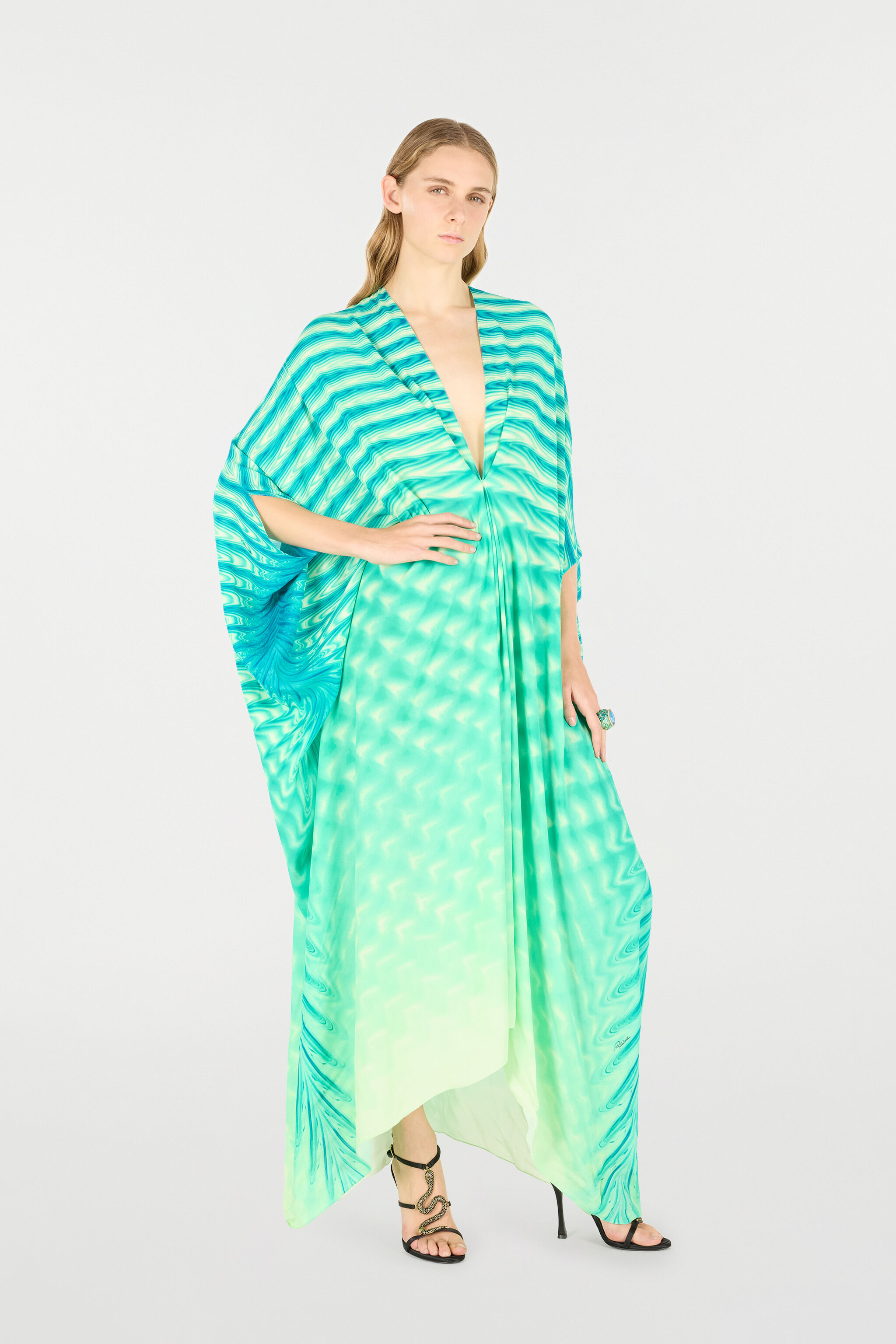RC Caftan With All-Over Print Light green UKT181-KWN47