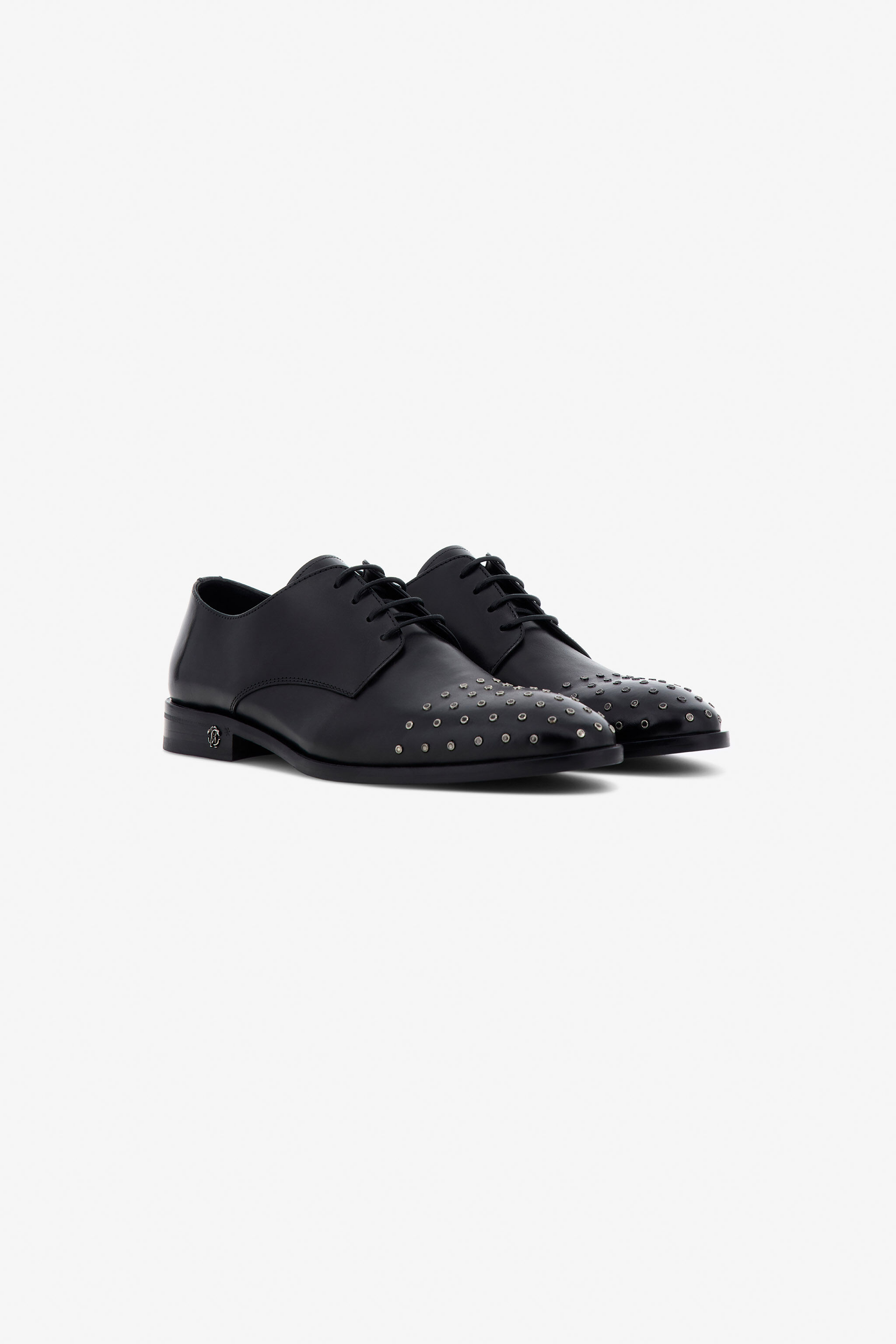 Derby Shoes with Studded Toe Cap in Black for Men Roberto Cavalli