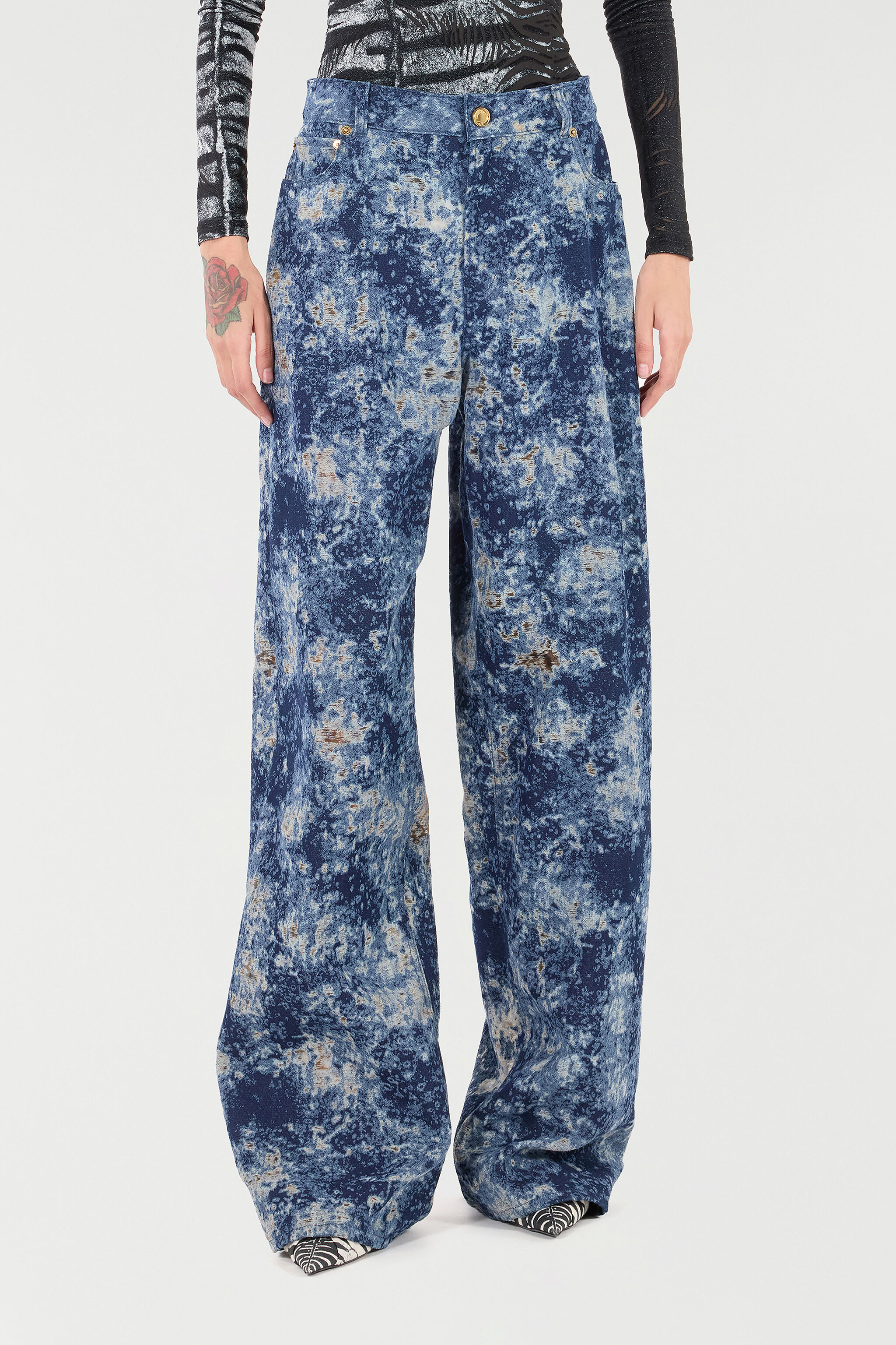 RC Loose Fit Bleached-Effect Jeans BLU SCURO VKJ207-VT012