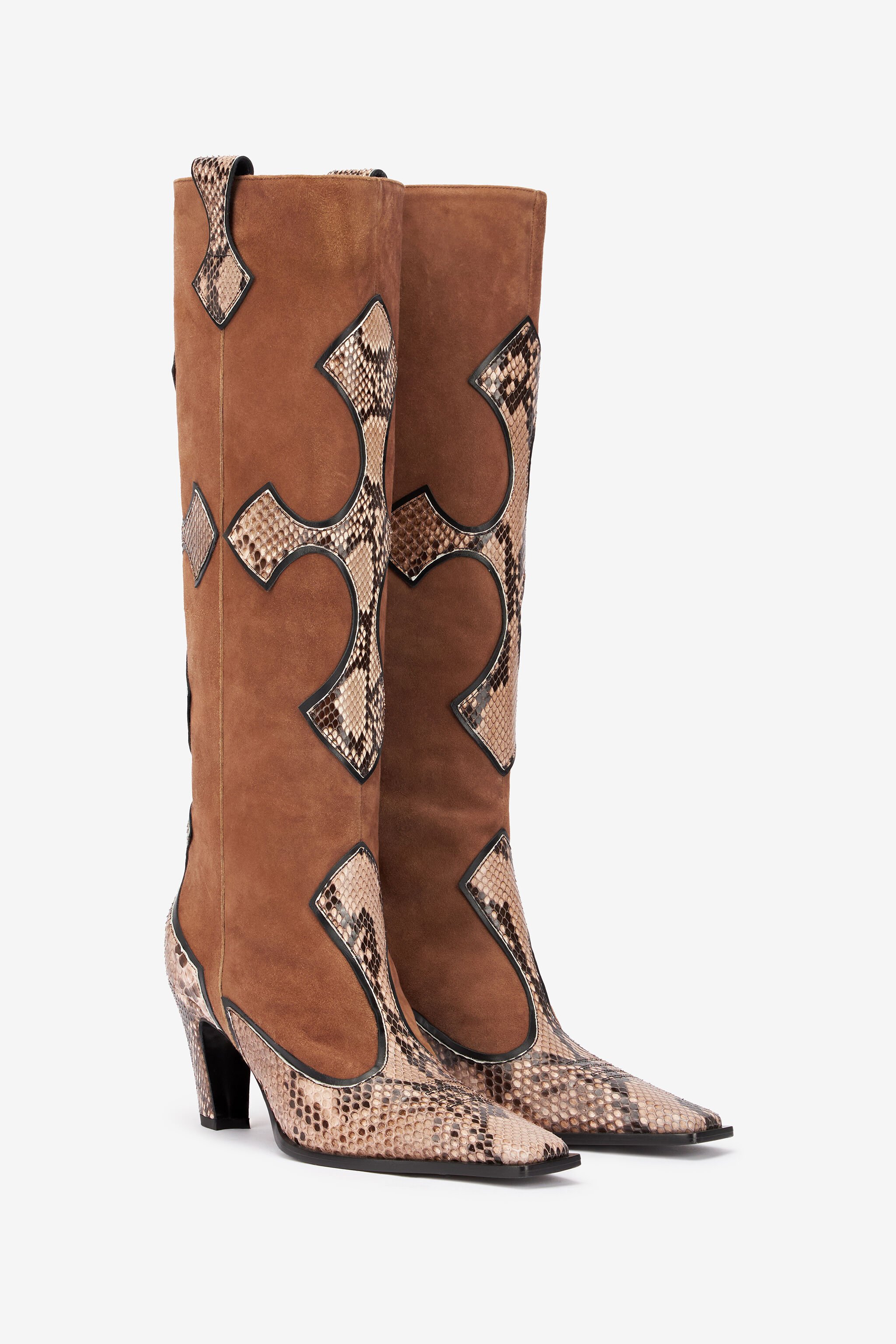 RC Bottes en daim et serpent Marron TKS005-UC756