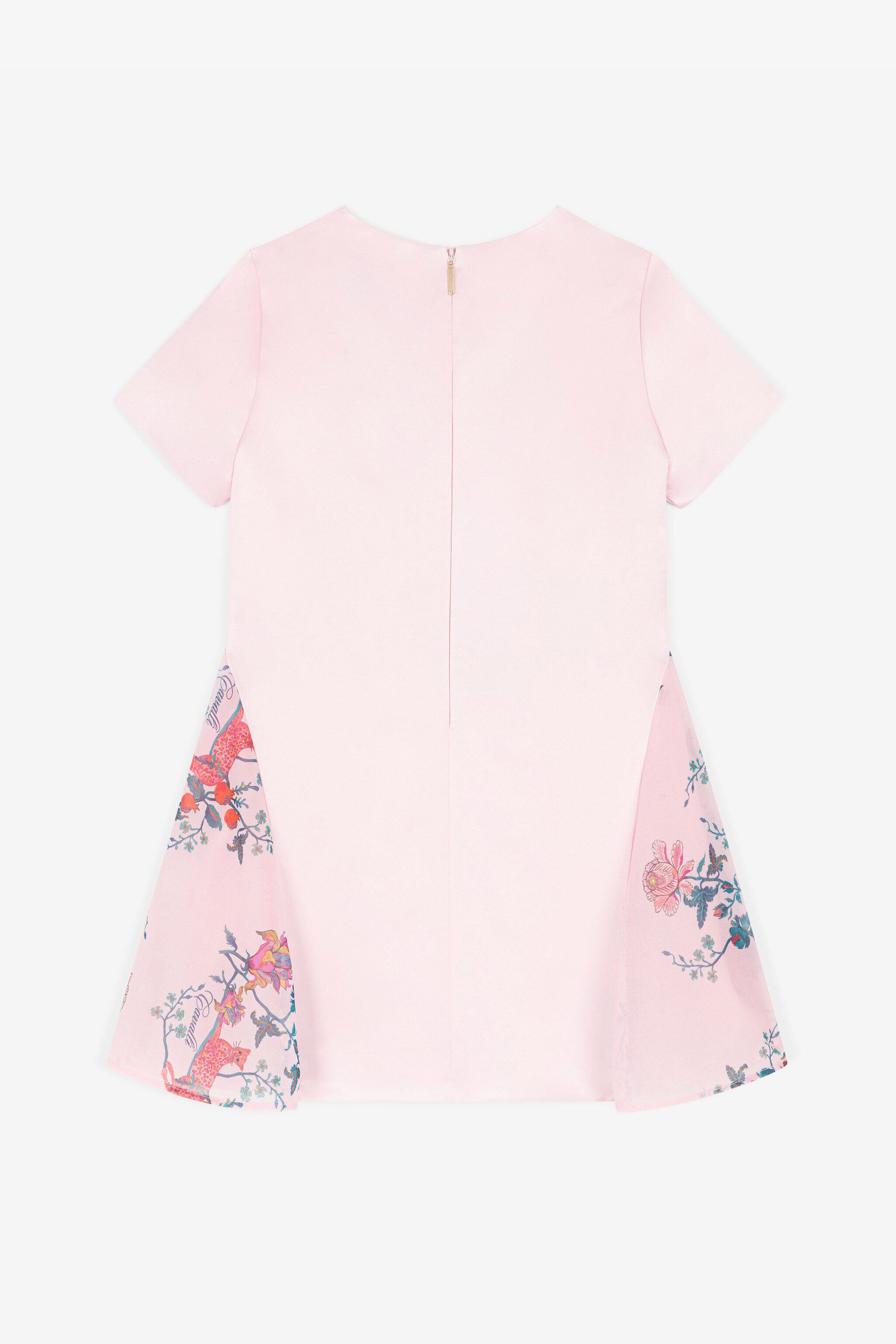 JU Floral-Print Silk Dress Pink RJT119-4G001