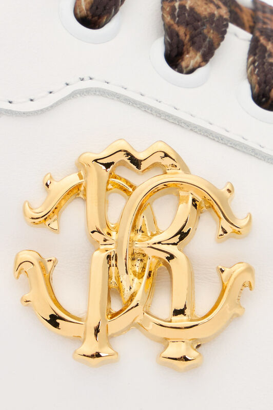 RC White Sneaker With Leopard Print And RC Monogram RC White Sneaker With Leopard Print And RC Monogram WHITE QOS01J-PZO13