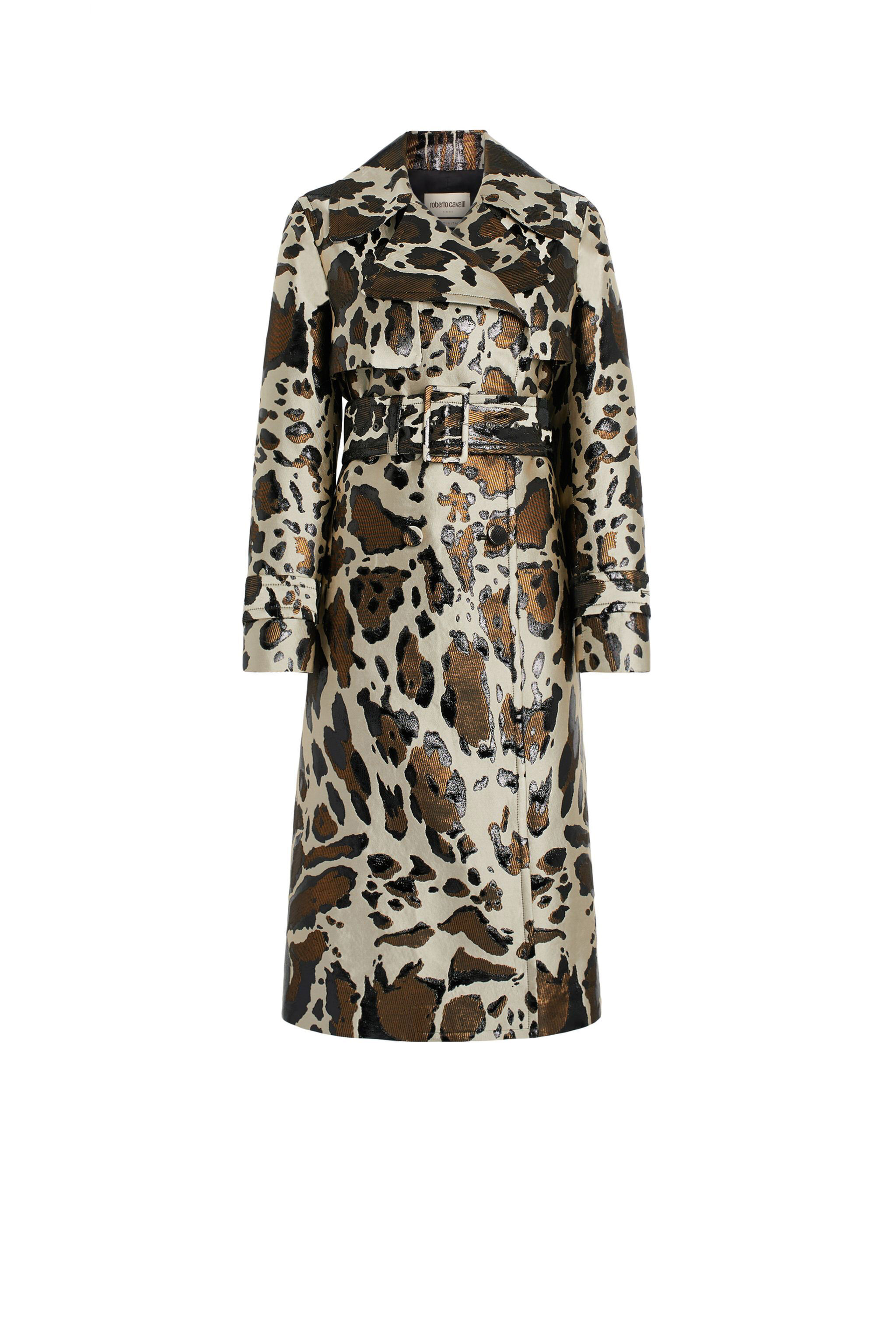 RC Gold and white lurex lynx trench coat WHITE/GOLD IQT504-FY018