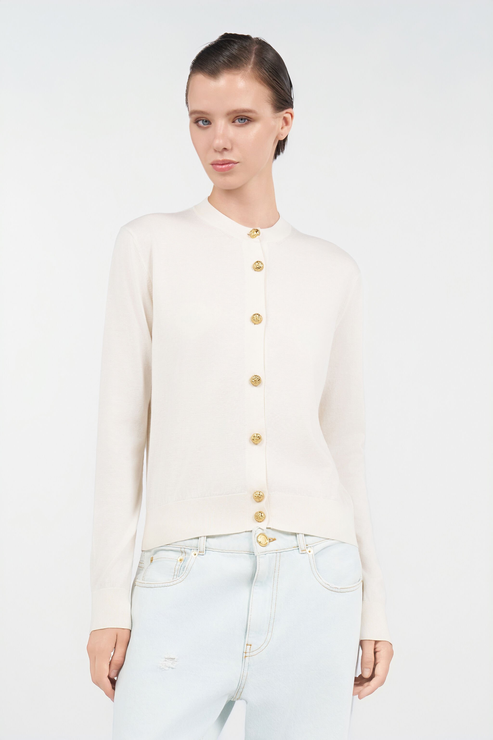 RC Wool Blend Cardigan Ivory UWM901-WH003