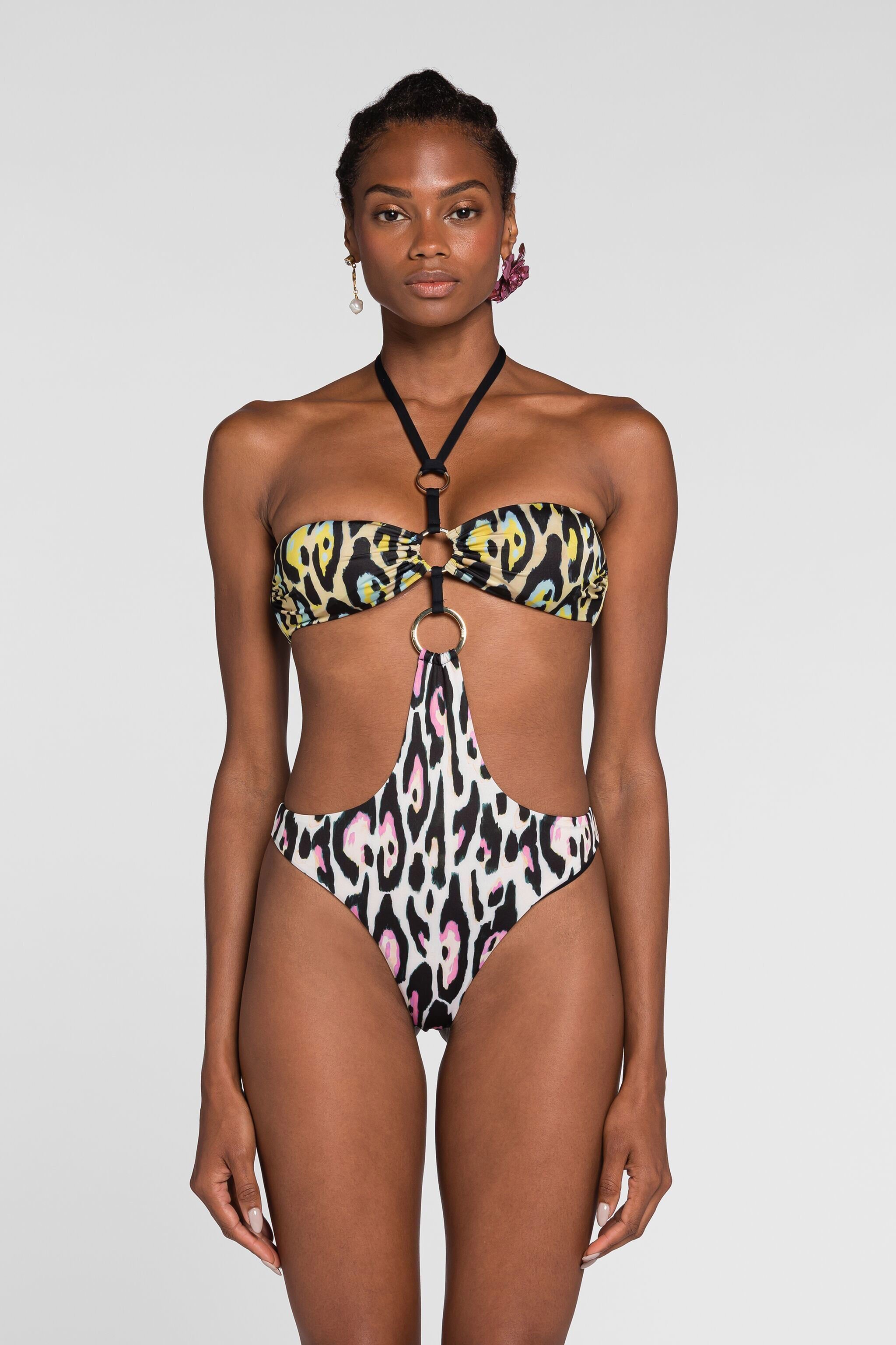 RC Leopard-print cut-out swimsuit MULTICOLOR QKW00L-LNF54