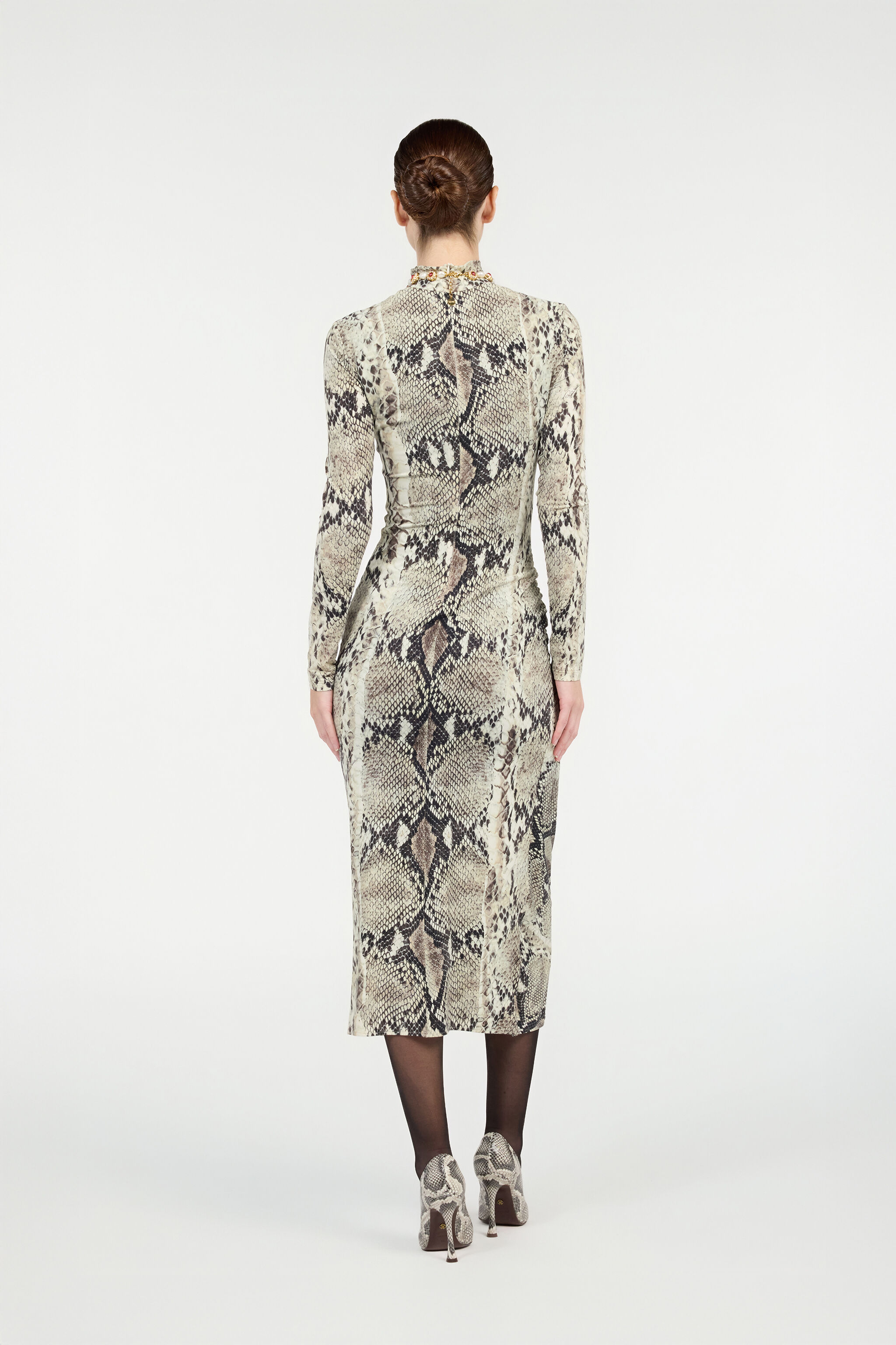 RC Midi Dress with Python Print Marrón claro VWT158-LNQ75