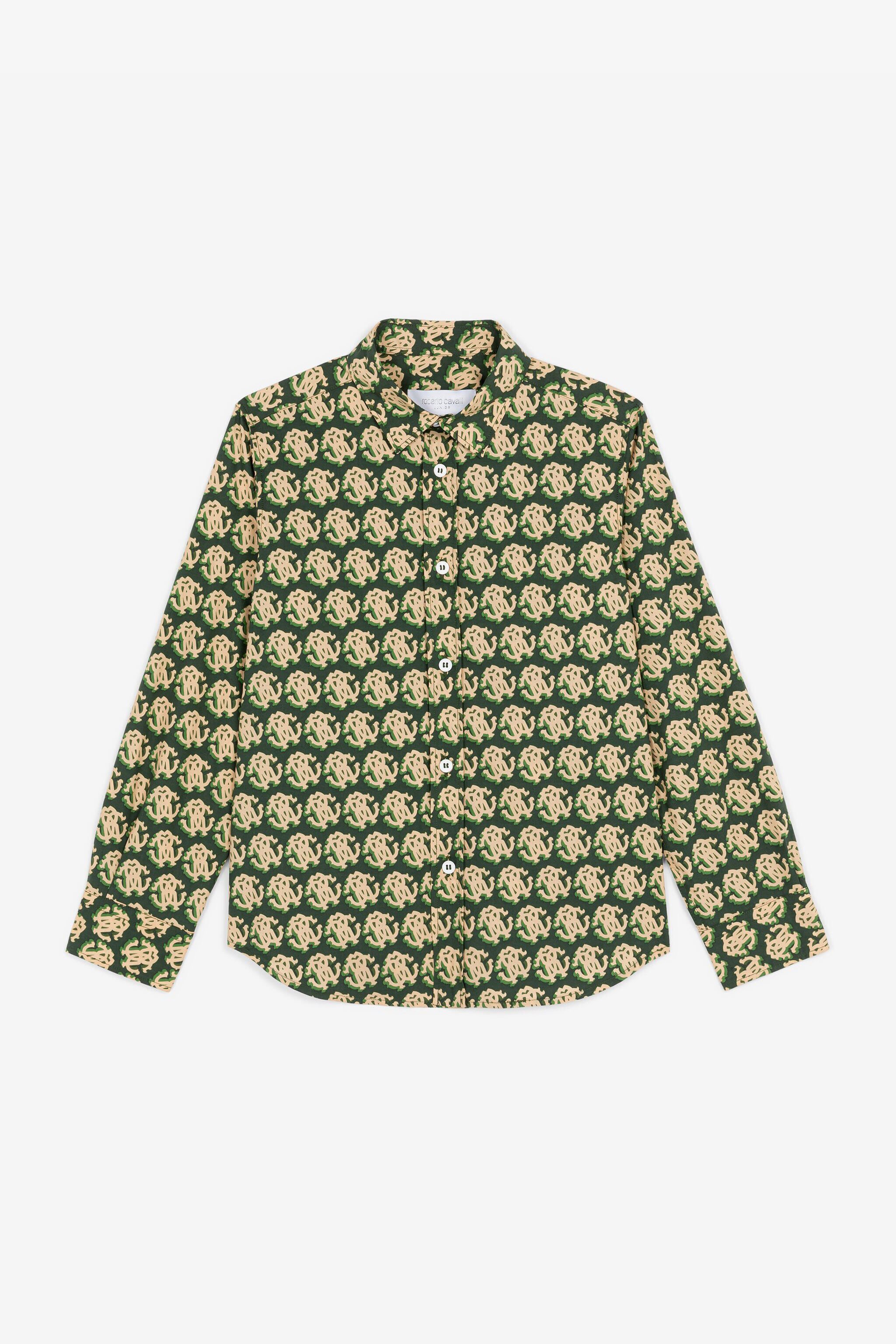 JU RC Monogram-Print Cotton Shirt Green RJT70F-4FH94