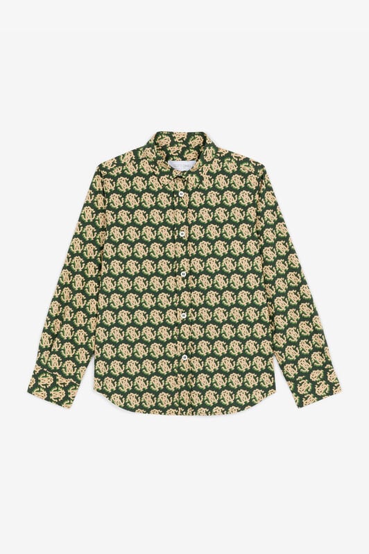 JU RC Monogram-Print Cotton Shirt JU RC Monogram-Print Cotton Shirt Green RJT70F-4FH94