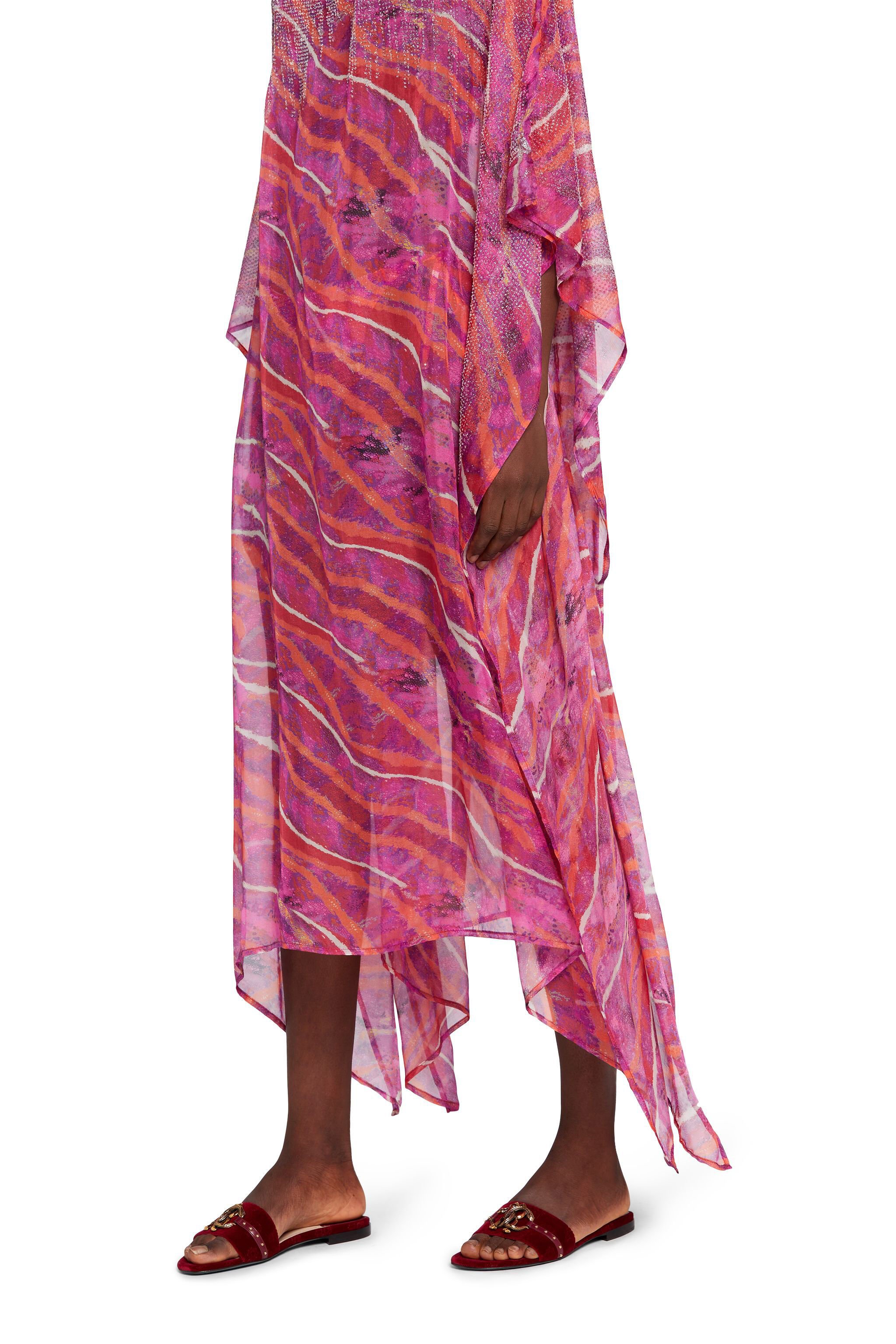 UG Abstract-Print Silk Kaftan FUXIA/ARANCIO KYW14K-XTT92