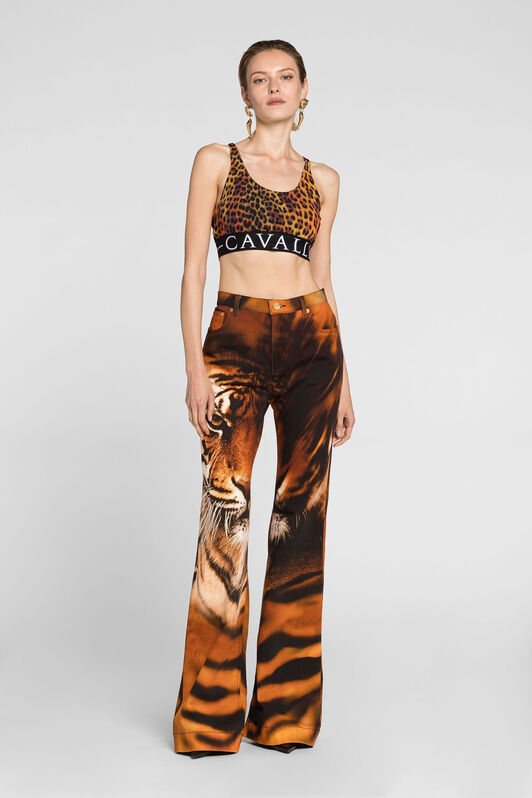 RC Jaguar-Print Logo-Jacquard Crop Top RC Jaguar-Print Logo-Jacquard Crop Top Orange OQT60D-LND02