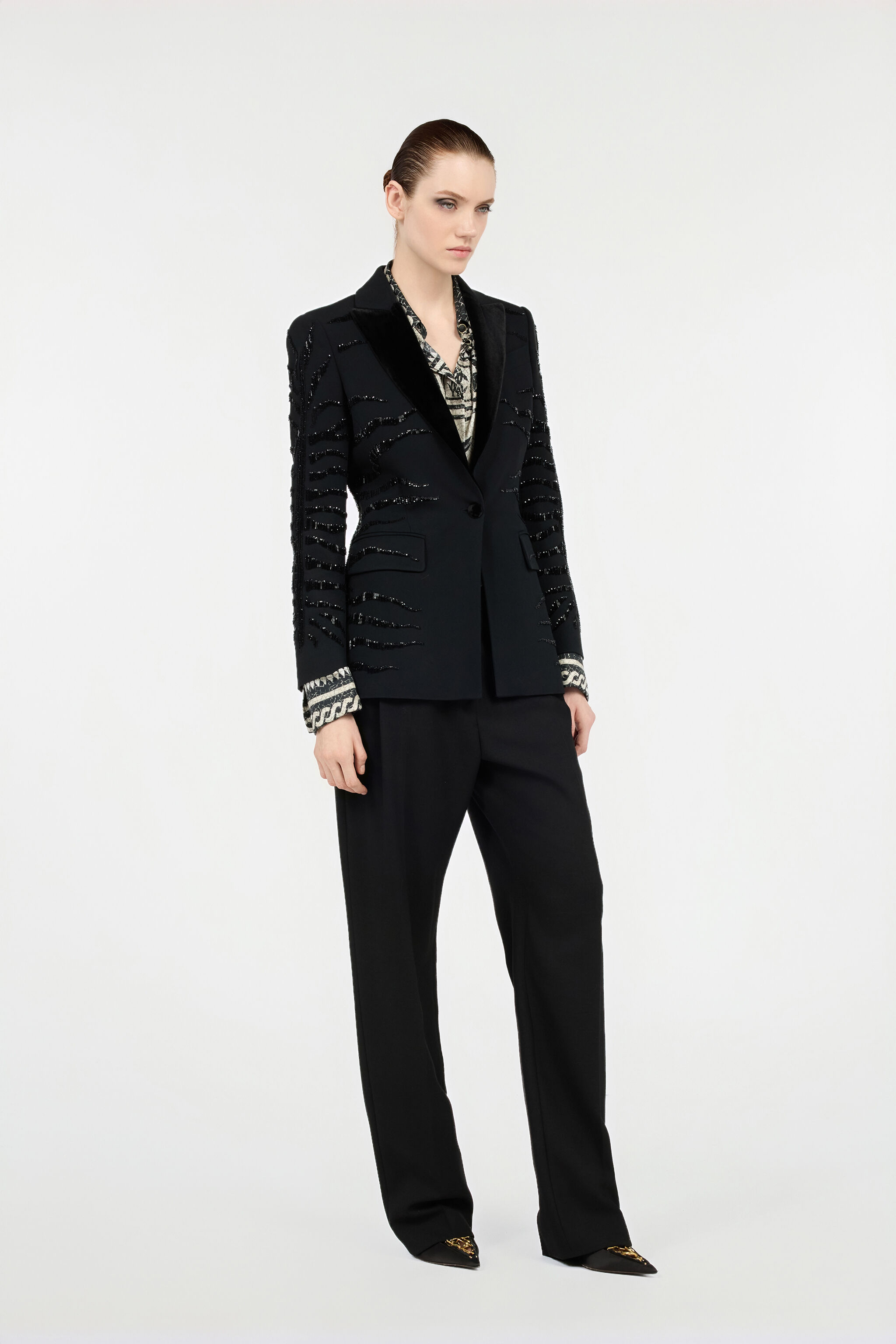 RC Black Jacket with Zebra Sequin Pattern Noir UKR415-KU013
