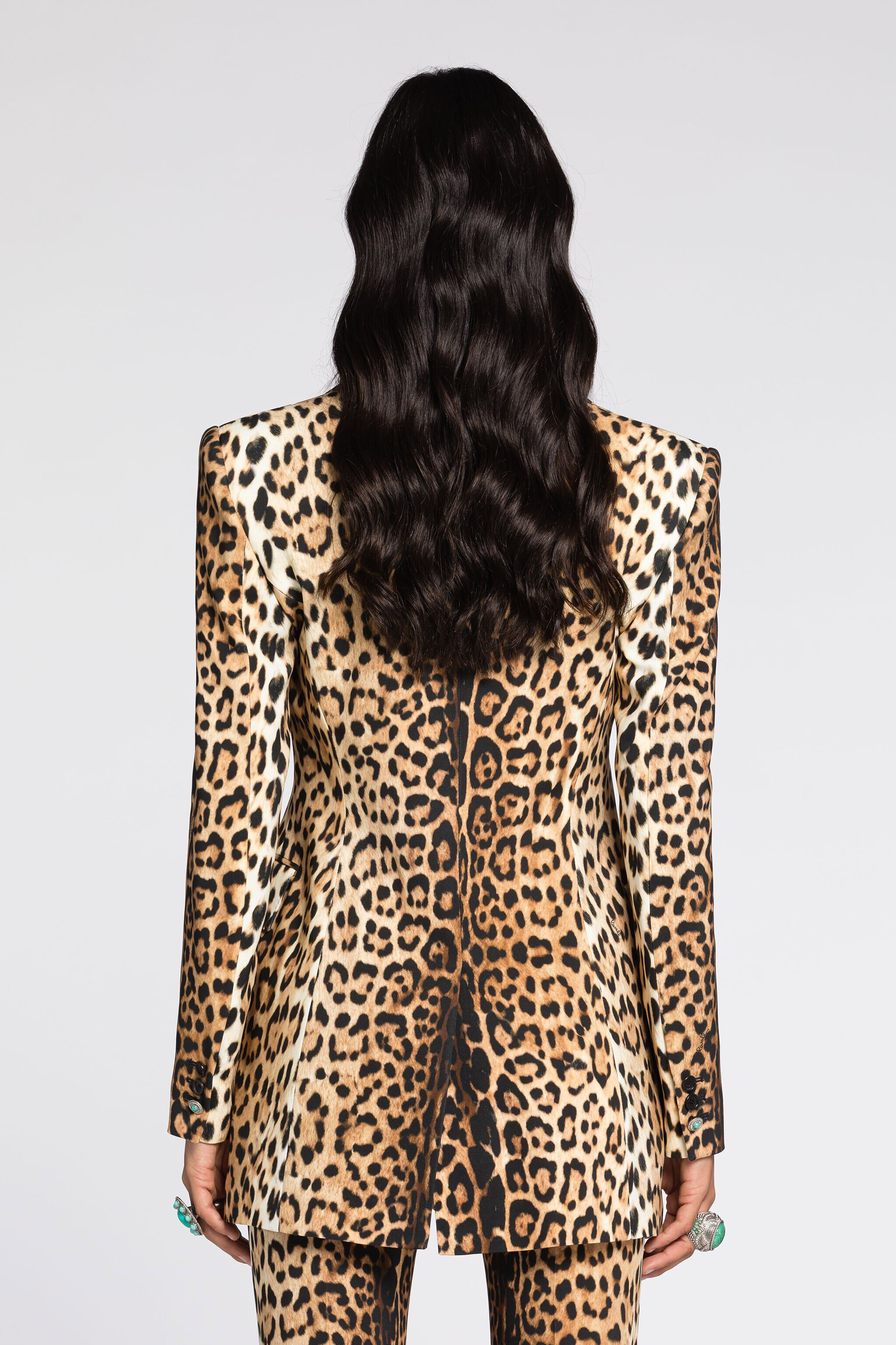 Leopard Print Single Breasted Blazer in Light Brown for Women Roberto Cavalli