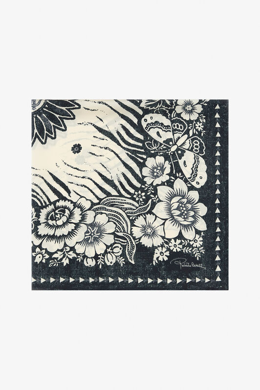 RC Scarf with Zebra Pattern and Mirror Snake Monogram Blue TALR54-IR071