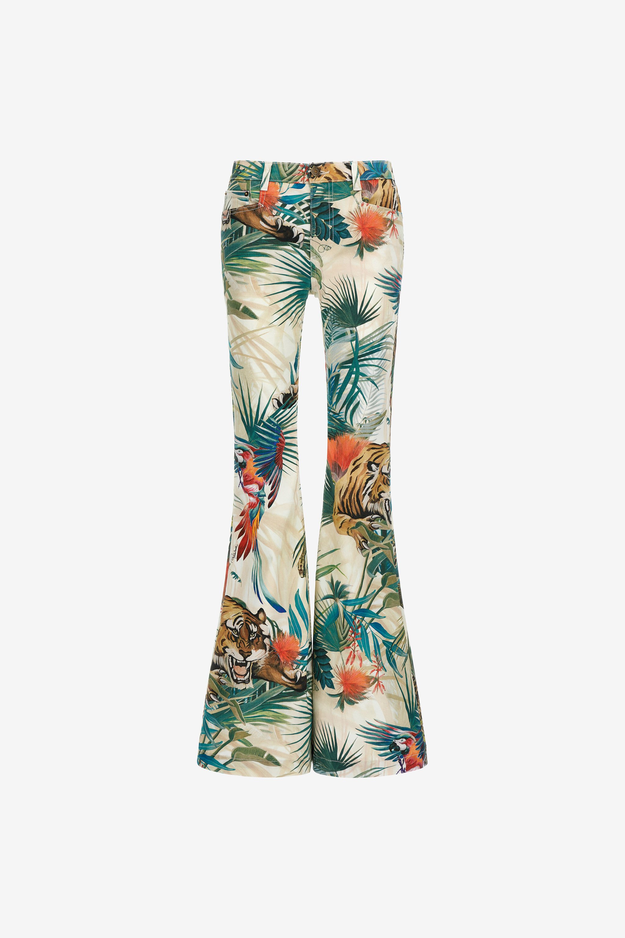 RC Jungle Print Flared Jeans Green SKJ205-DAI88