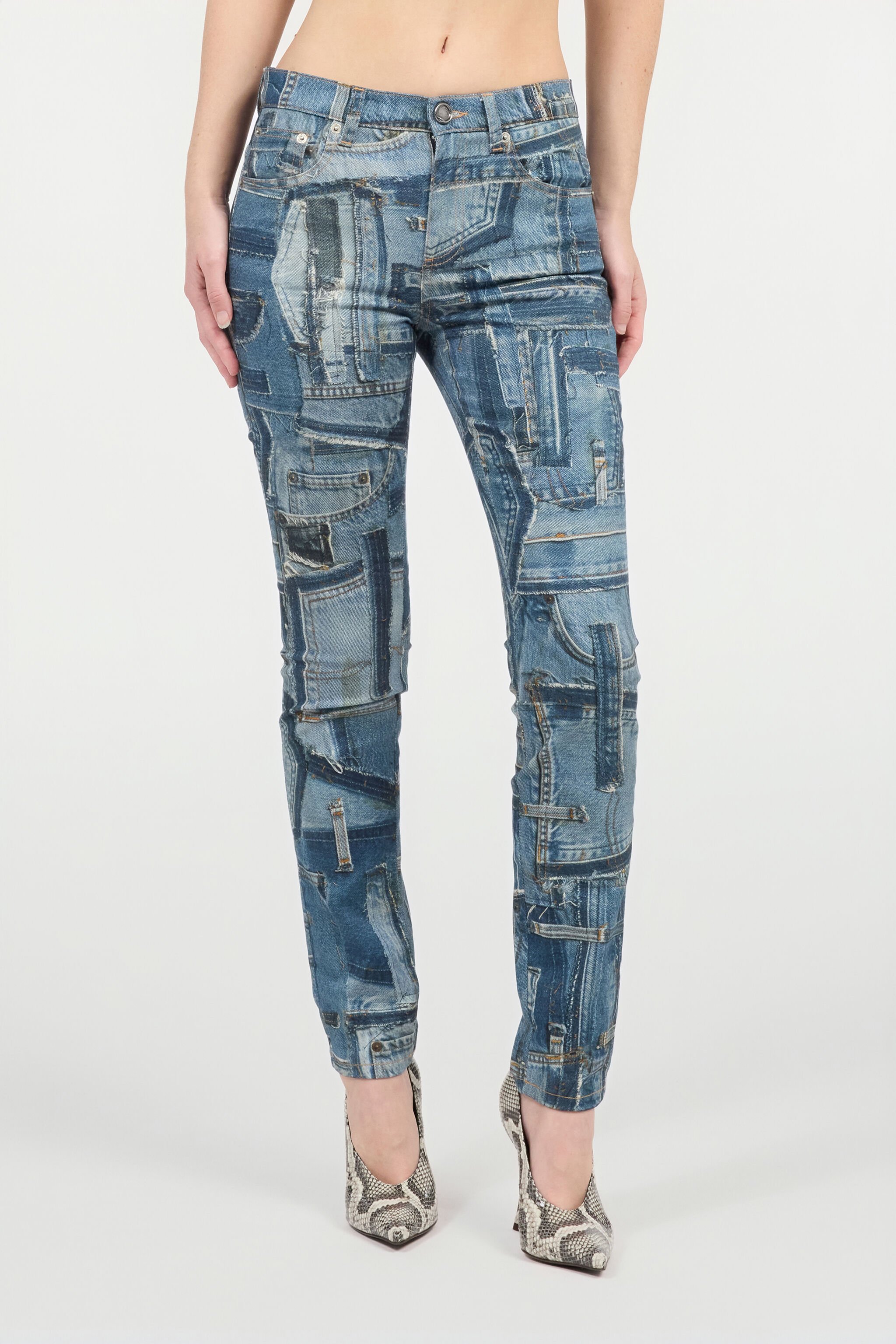 RC Jean skinny Collection capsule Patchwork Bleu UWJ252-DS001
