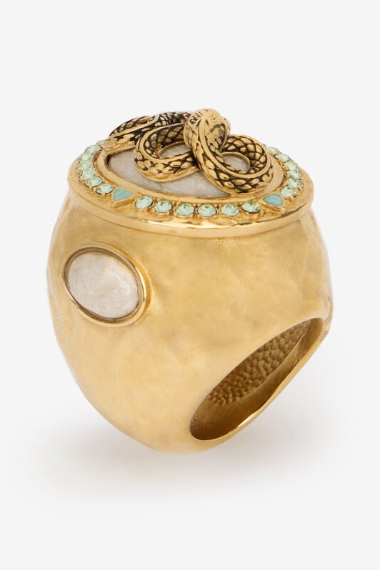 RC Snake and Gemstone Ring GOLD/IVORY/CRYSTAL WQG018-AM127