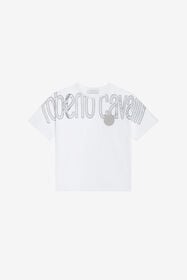 JU T-shirt en Coton à Imprimé Logo OPTICAL WHITE VJT60O-JD001