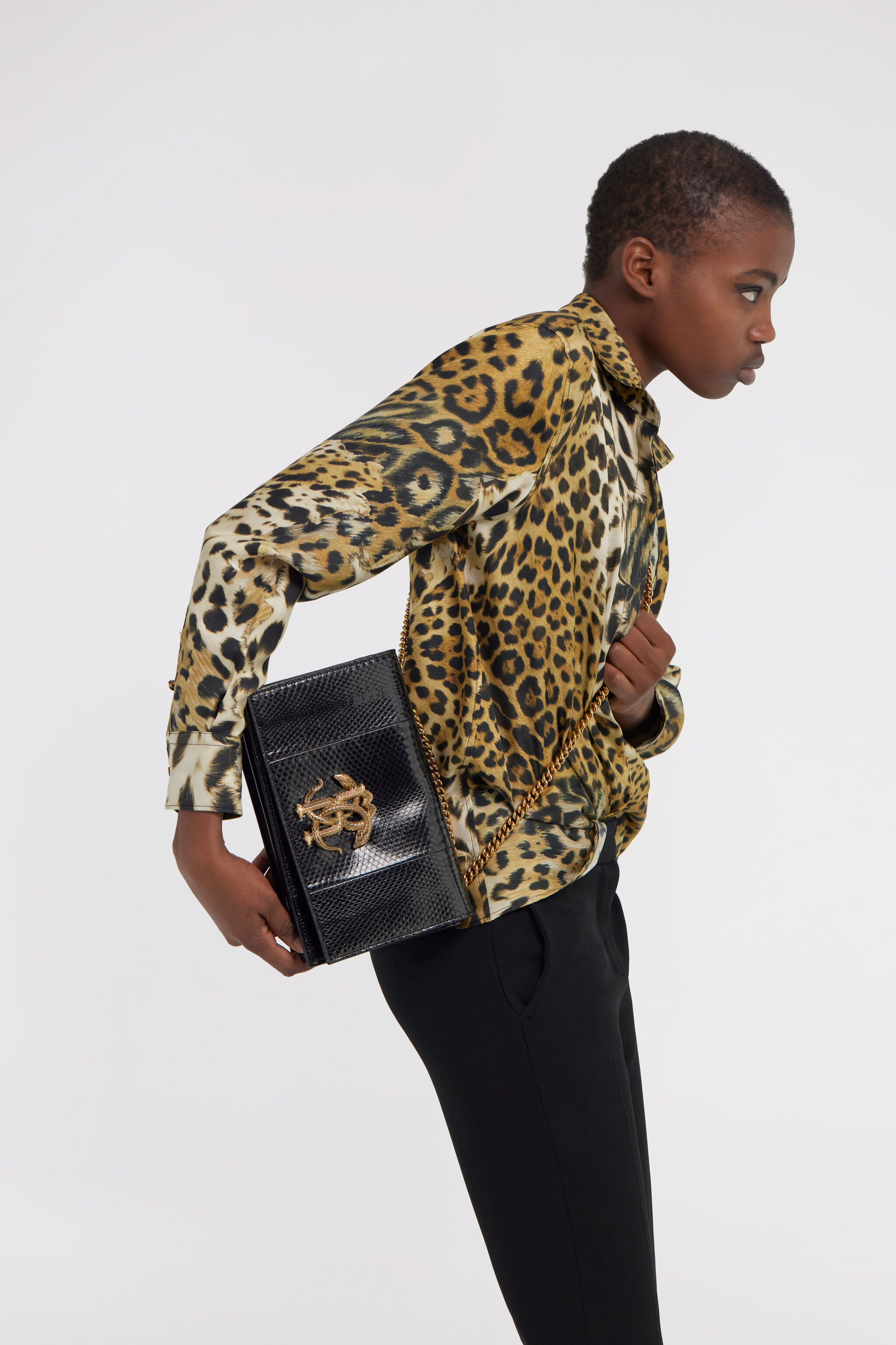 RC Shoulder Bag with Monogram Mirror Snake Black SKB120-PA001