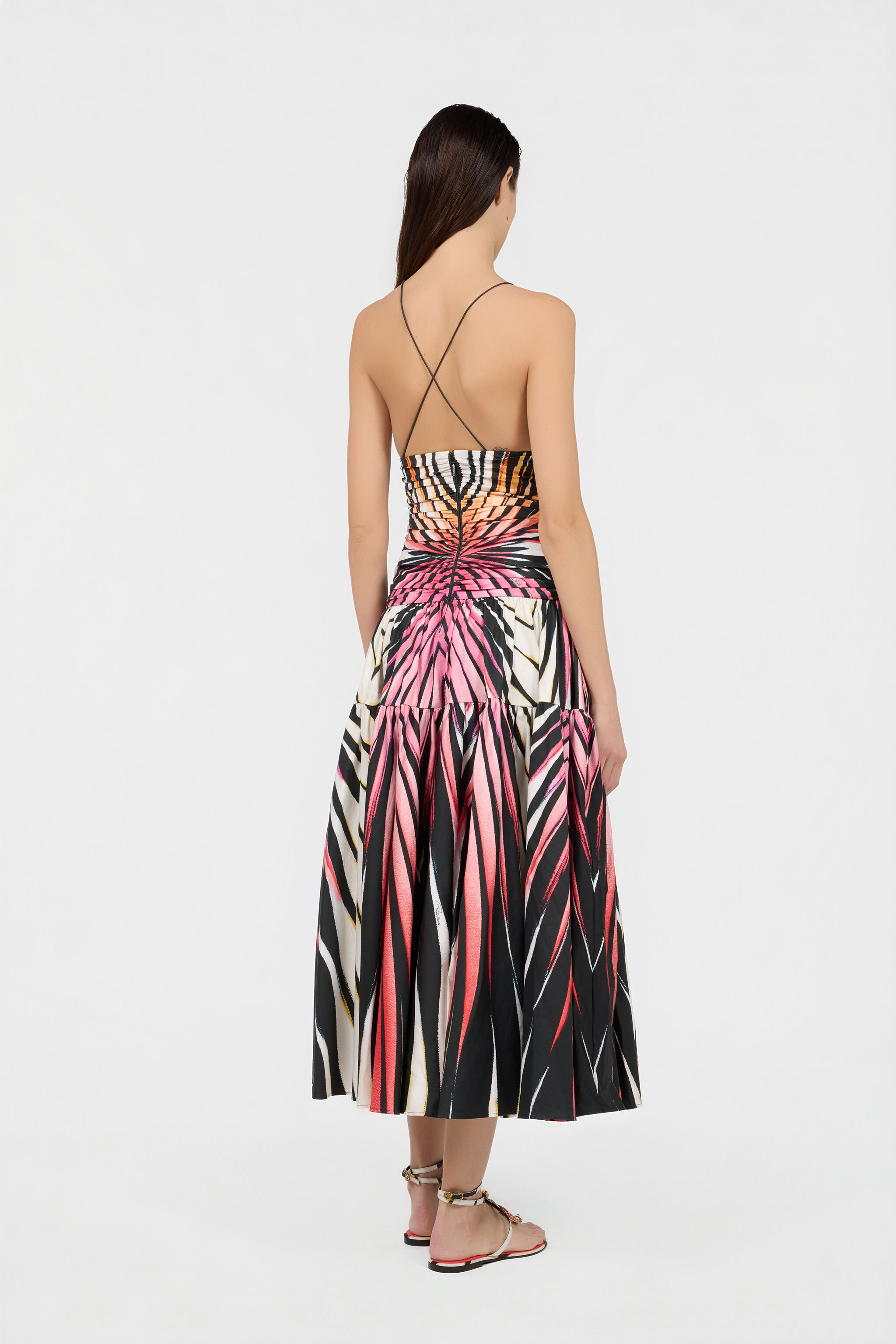 RC Ray Of Paradise Print Midi Dress CORAL XKT130-3AM33