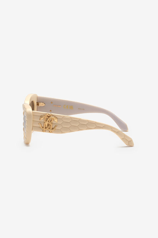 RC Sonnenbrille mit breiter, auffälliger Cat-Eye-Vorderseite SHINY FULL CREAM UALD01-ID196