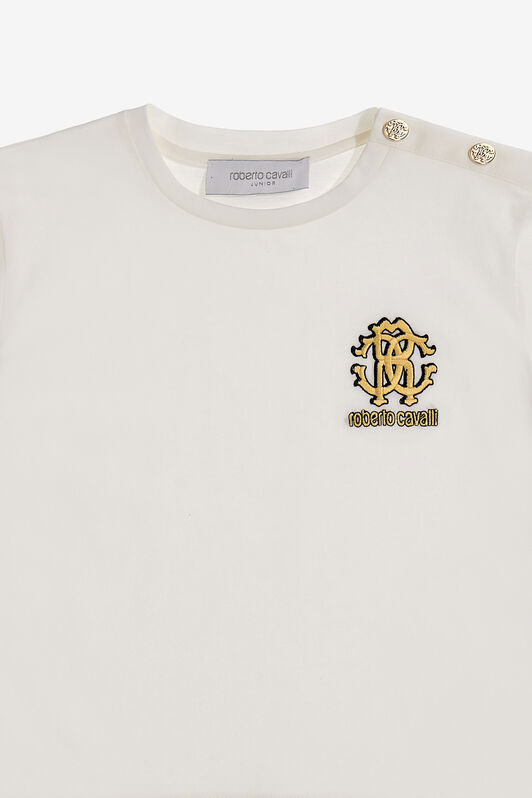 JU Camiseta De Algodón Con Monograma RC Milky white SJT618-JD001