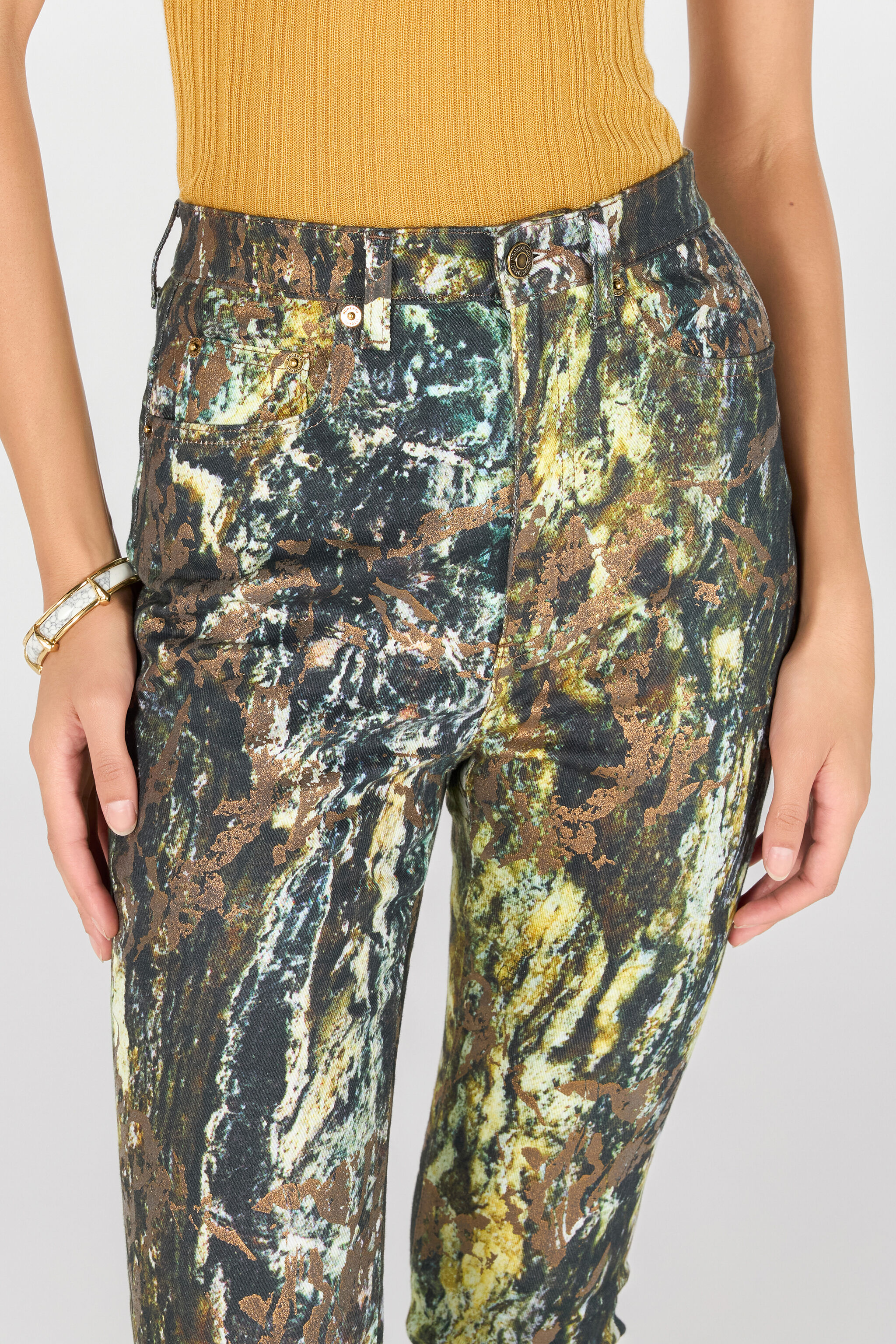 RC Skinny trousers with Marble print Dark green TWJ233-DAN35