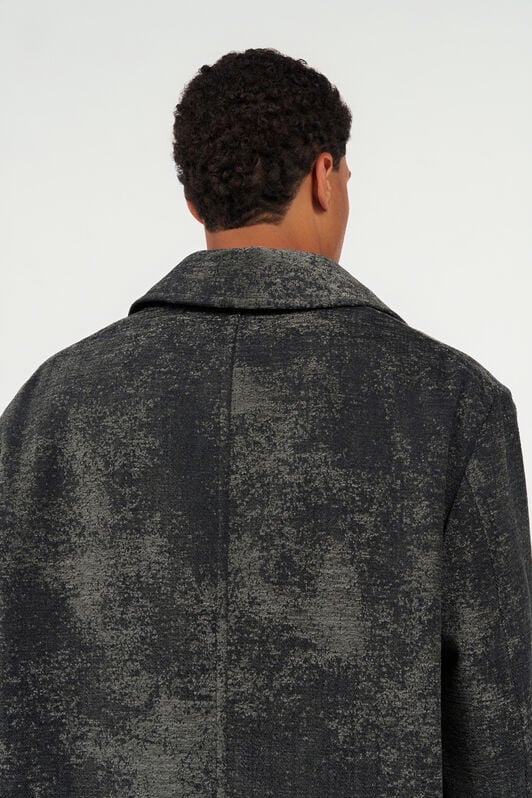 RC Double-Breasted Coat with Distressed Effect BLACK WRT501-FY063