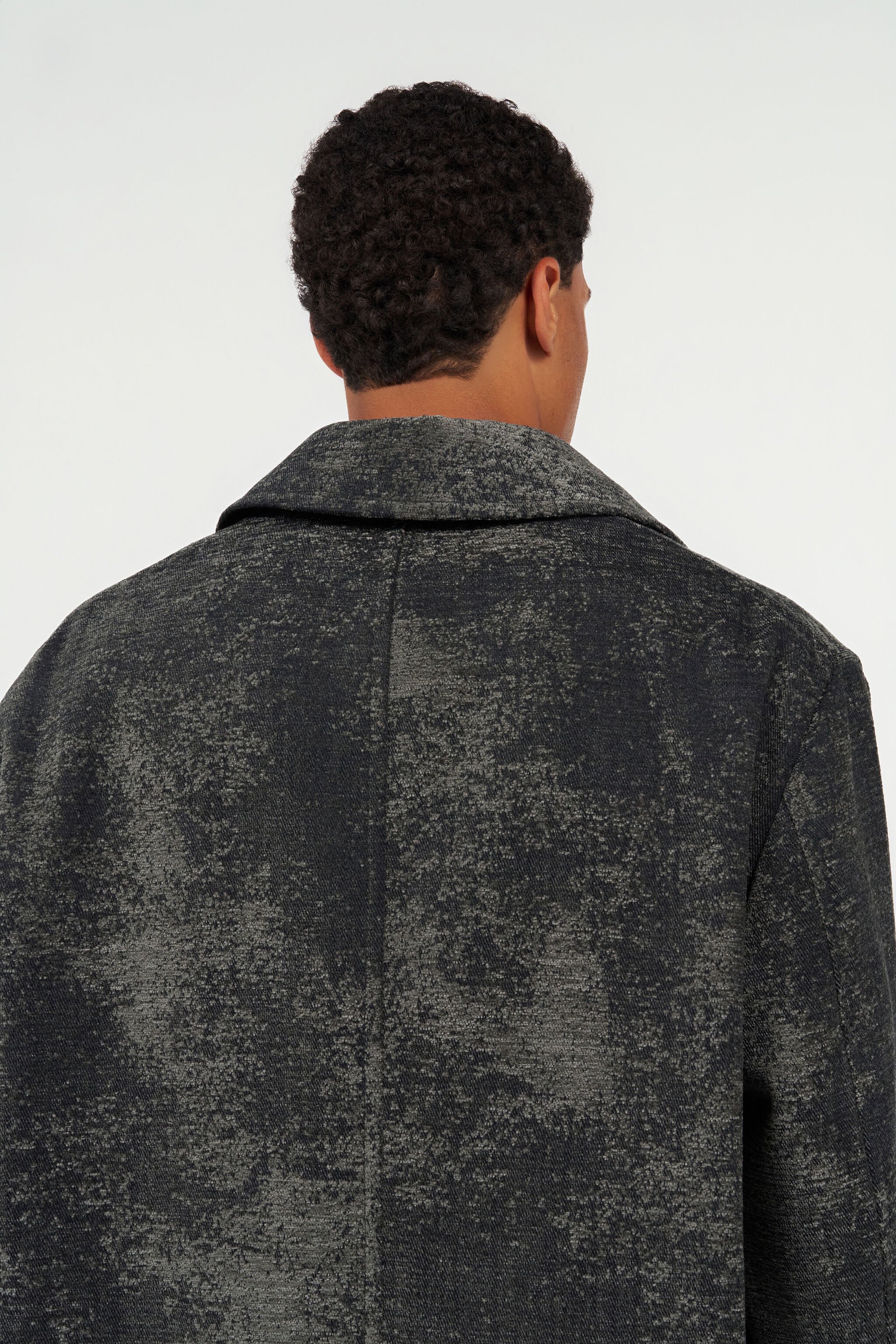 RC Double-Breasted Coat with Distressed Effect BLACK WRT501-FY063