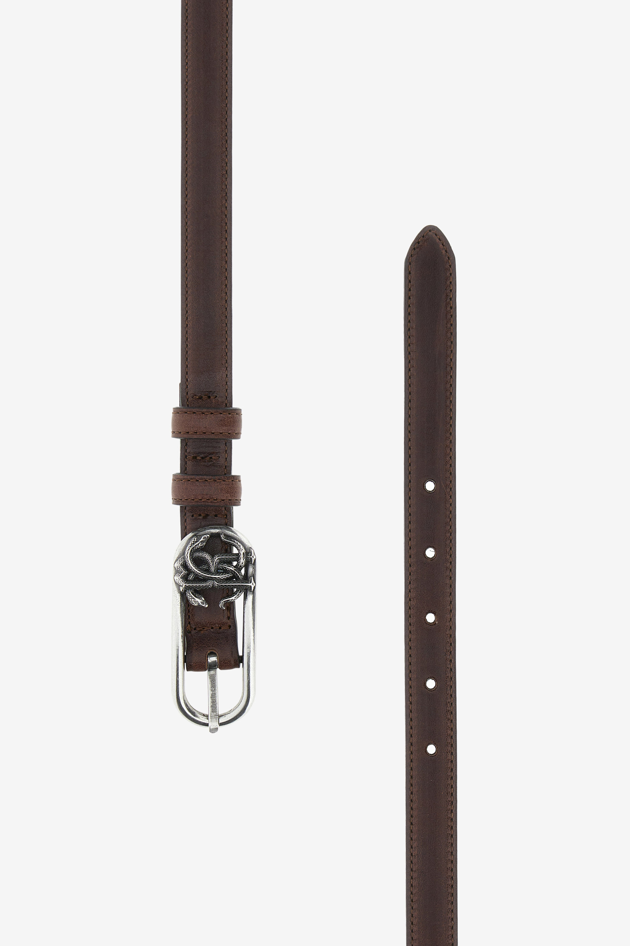 RC Logo-buckle leather belt Marrone scuro RRC002-PZC18