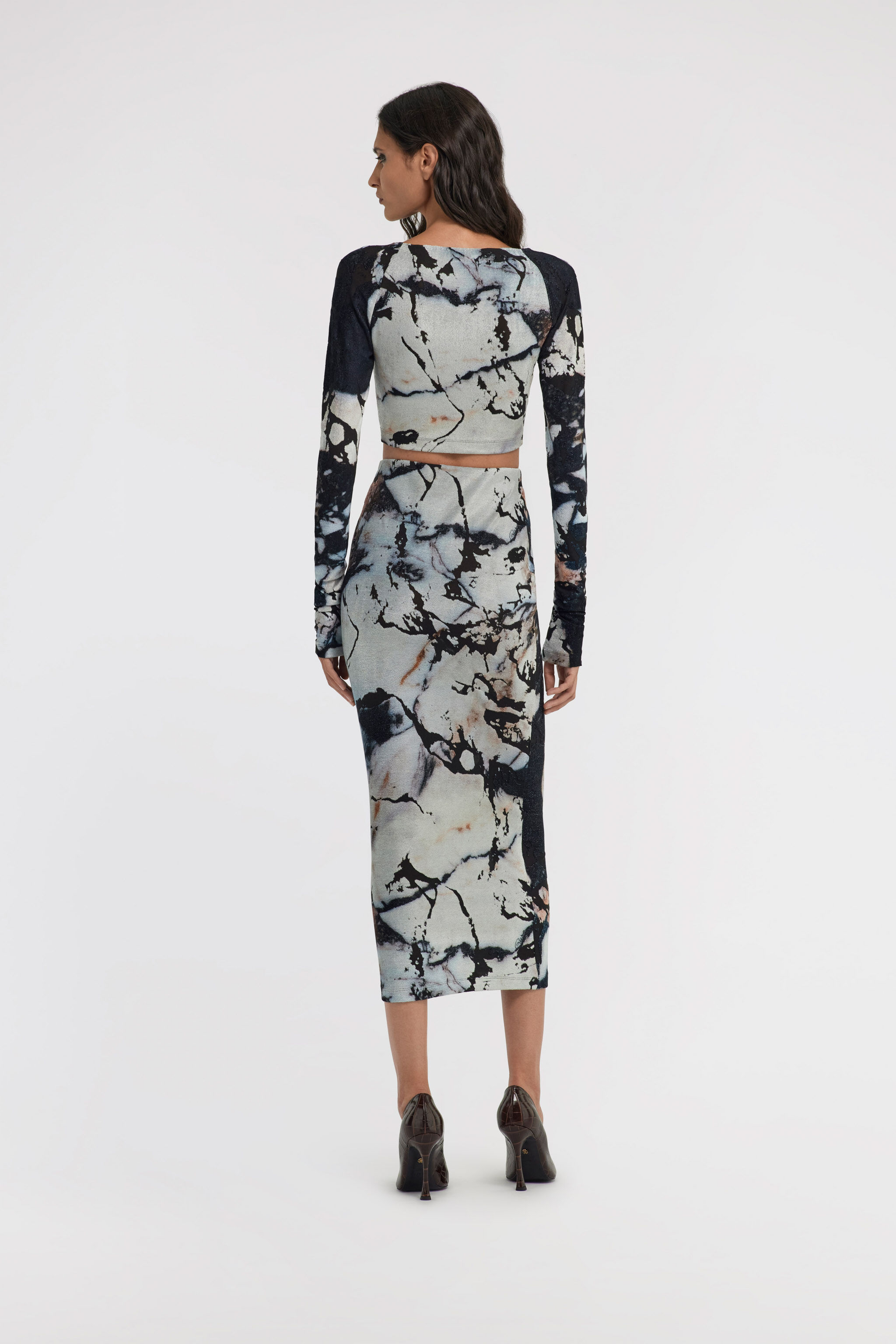 RC Marble Print Dress Schwarz/Weiß TWT115-CPN18