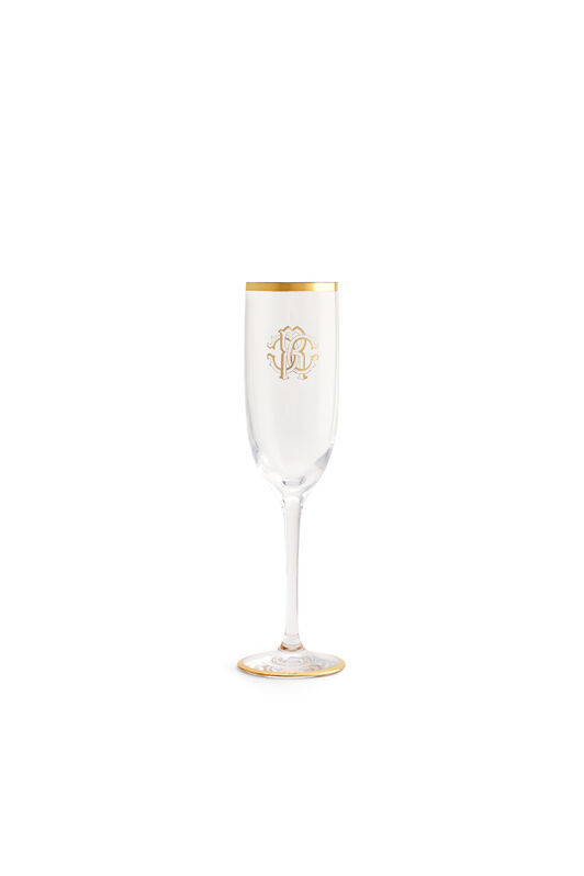 HO Monogram-print crystal flute-glass Gold 234714-CCR03